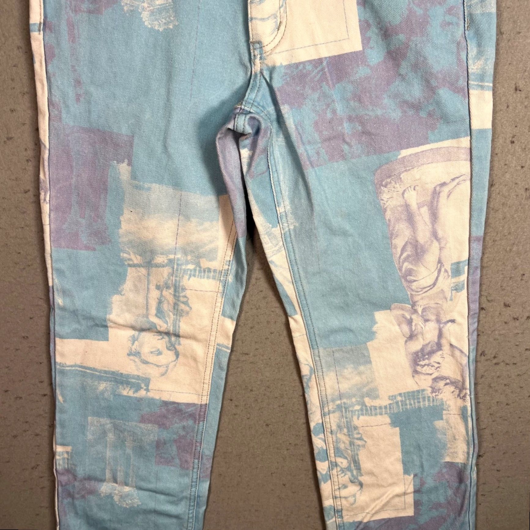 Bdg BDG Cowgirl Jean 27 Blue Abstract Statue Print Straight Leg Denim Pants Womens Size 27" / US 4 / IT 40 - 6 Thumbnail