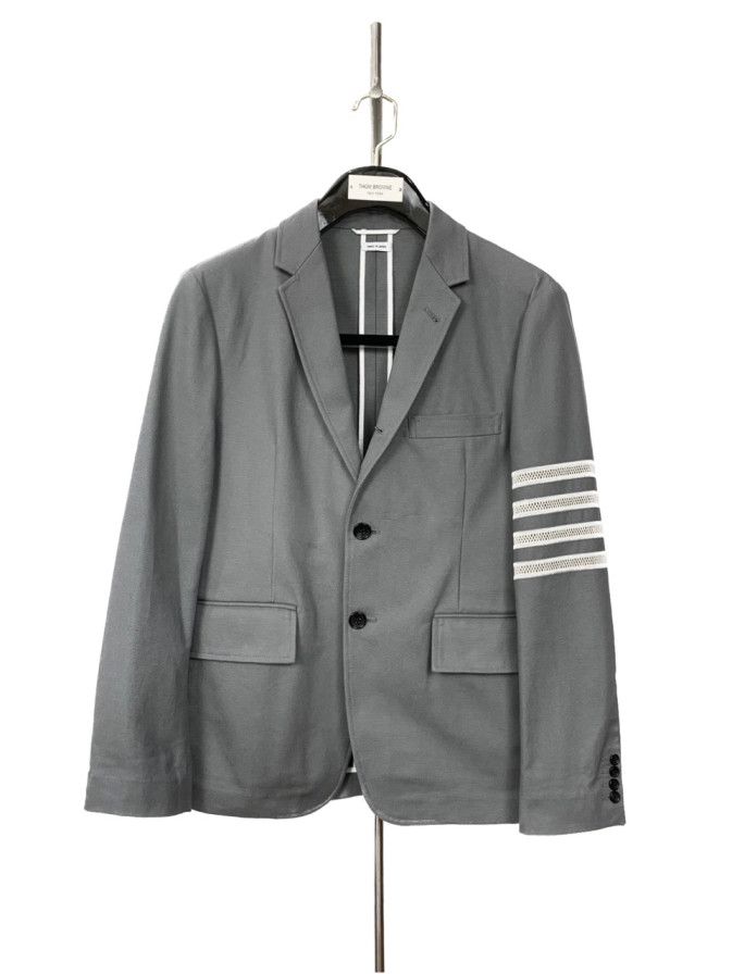 Thom Browne Thom Browne Grey Cut-Out 4-Bar Blazer (1) Size 40R - 1 Thumbnail