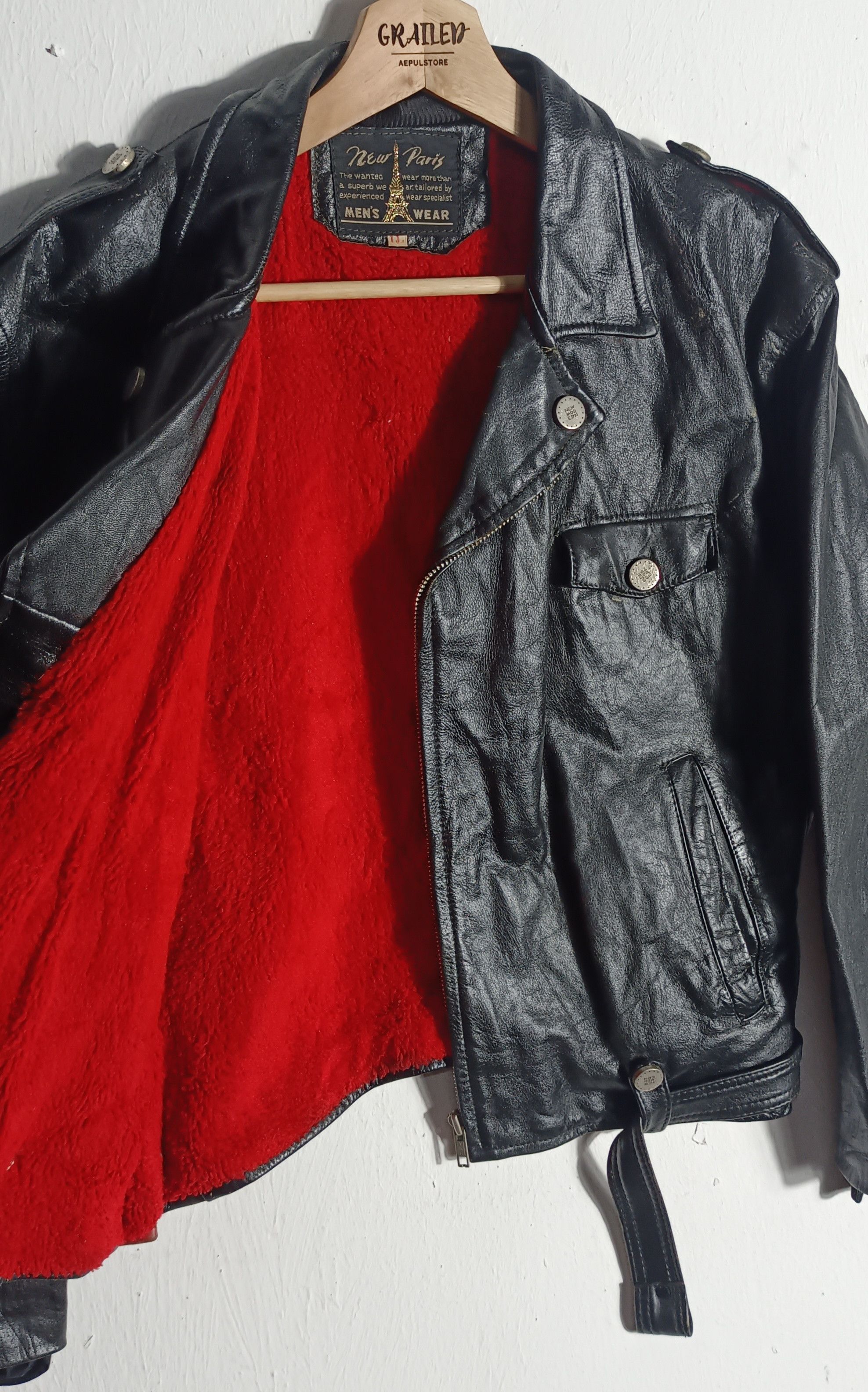 If Six Was Nine Vtg 1980s💥New Paris Bikers Leather Jacket Size US M / EU 48-50 / 2 - 20 Thumbnail