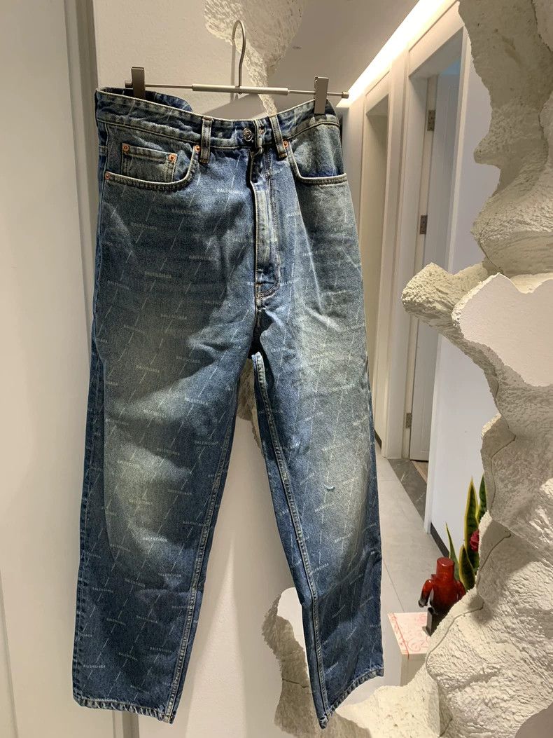 Balenciaga Fully Printed Denim Long Pants