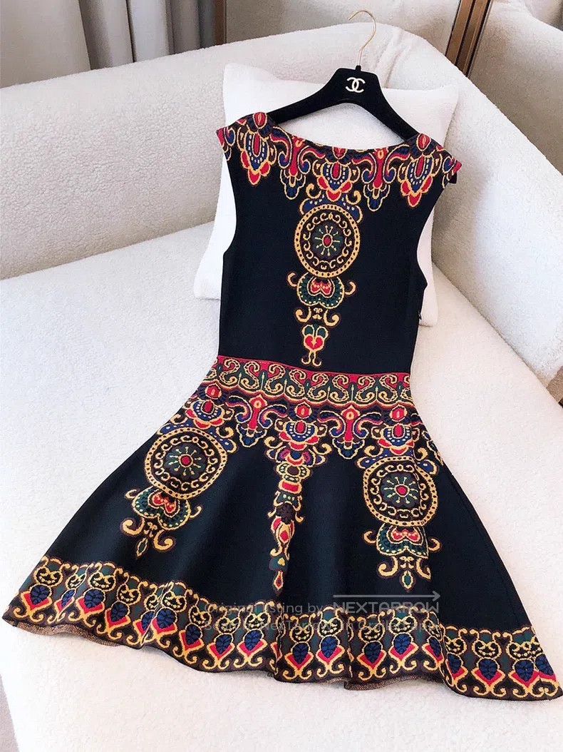 Valentino Valentino Painted patterned knitted dress sleeveless dress Size S / US 4 / IT 40 - 1 Thumbnail
