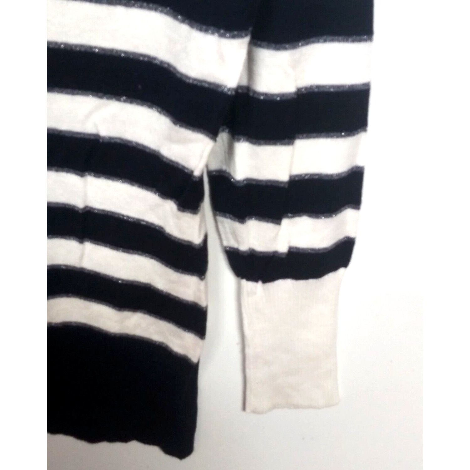 Designer 89th & Madison Cardigan sweater blue white silver striped Size L / US 10 / IT 46 - 5 Thumbnail