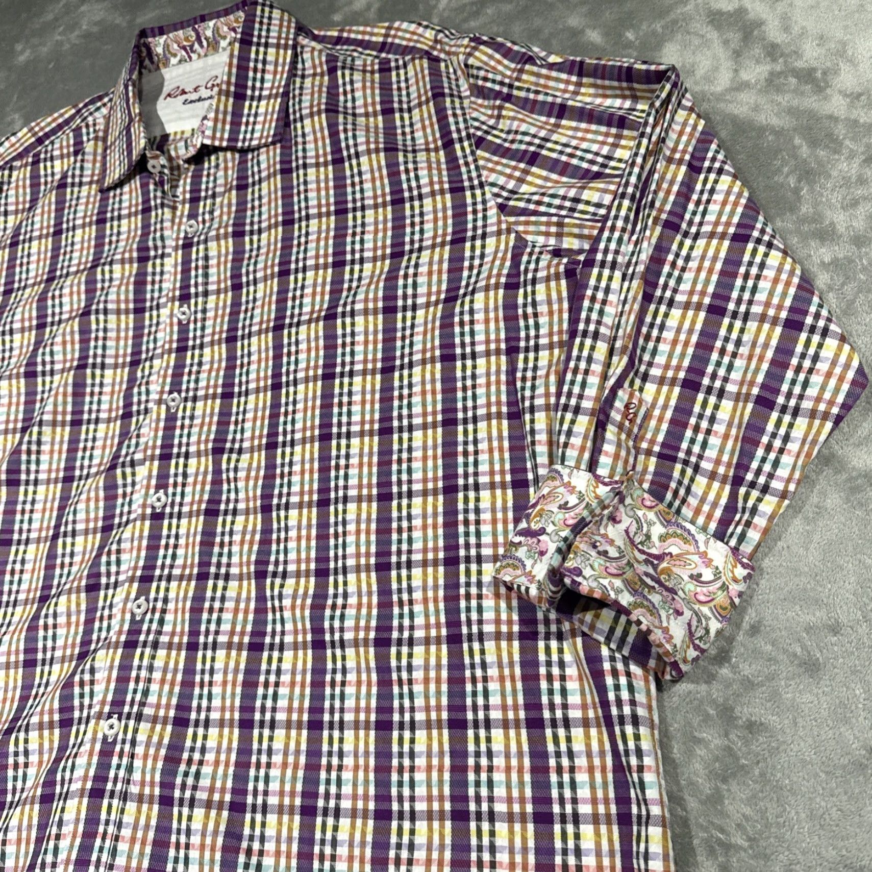 Robert Graham Robert Graham Exclusive Shirt Men 4XL Multicolor Check Paisley Flip Cuff Button-Up Long Sleeve Cotton Button-Up Shirt Women? Size US XXL / EU 58 / 5 - 5 Thumbnail