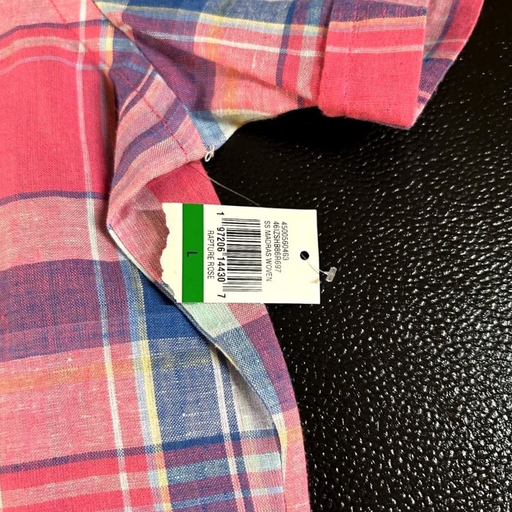 Izod IZOD Madras Plaid Shirt Breathable Quick Dry Linen Button Up Pink Blue Men Large Size US L / EU 52-54 / 3 - 5 Thumbnail