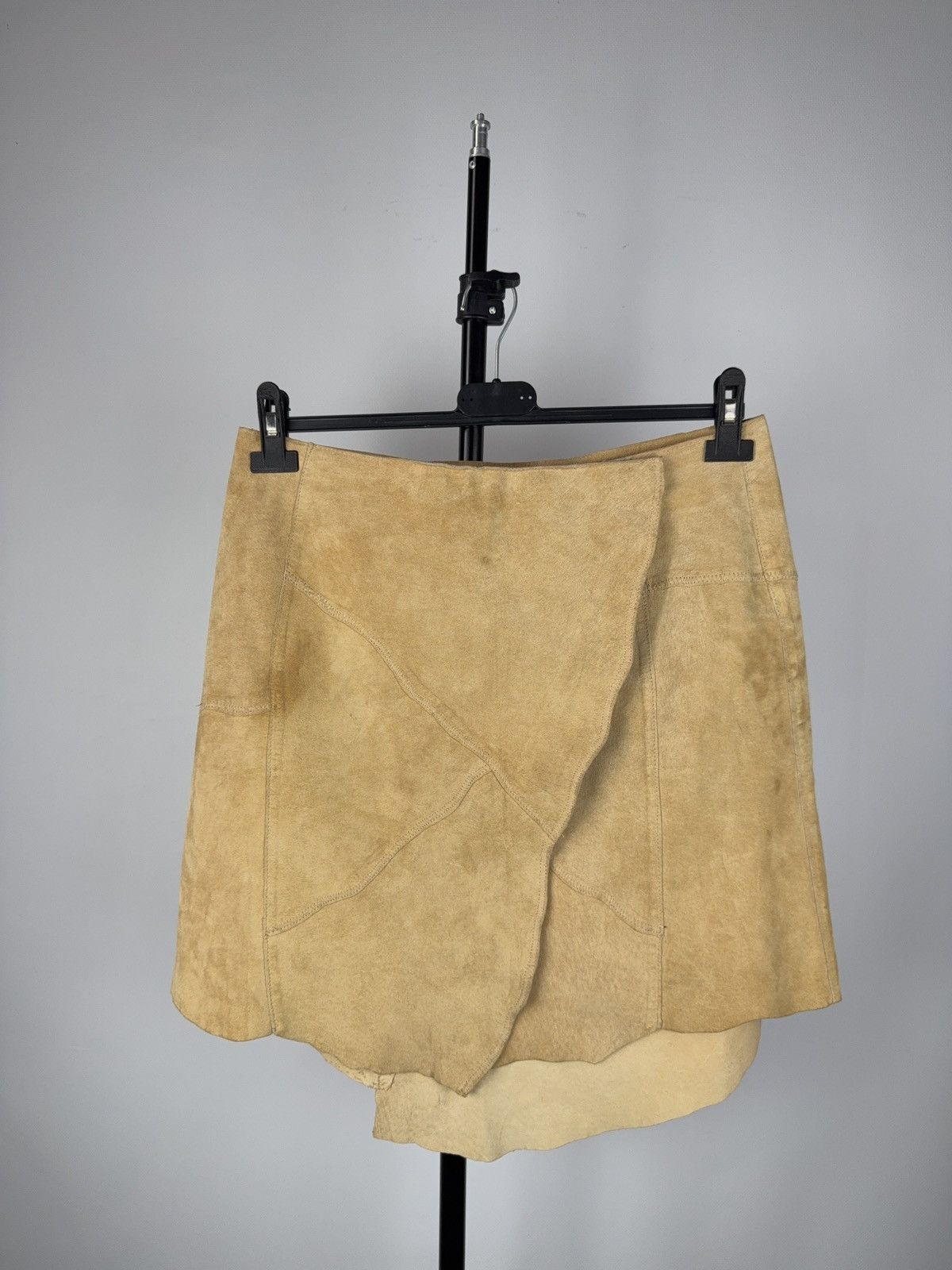 Vintage Avant Garde Leonardo Patchwork Leather Midi Skirt