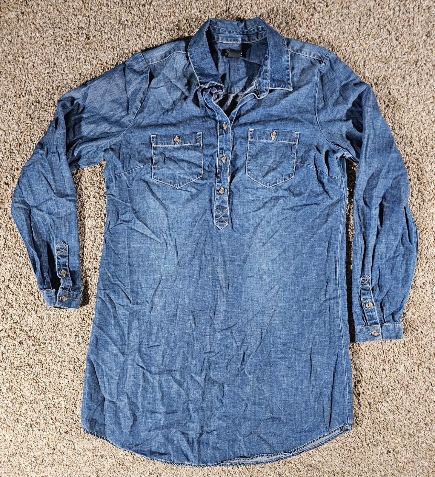 Lucky Brand Lucky Brand Denim Tunic Jean Shirt Dress Long Sleeve Women M Size M / US 6-8 / IT 42-44 - 1 Thumbnail
