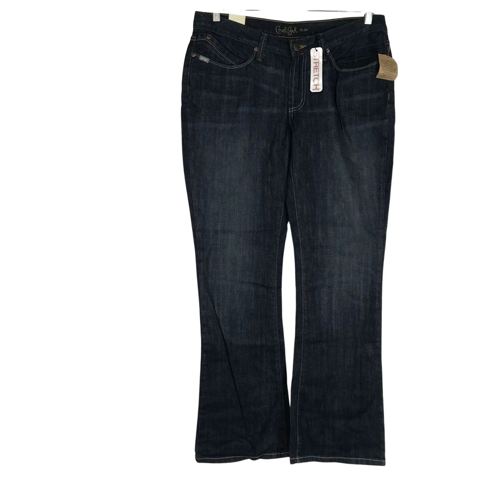 Vintage Cruel Girl Slim Regular Jeans Womens 11 Dark Wash Stretch Bootcut Indigo Denim Size 32" / US 10 / IT 46 - 2 Thumbnail
