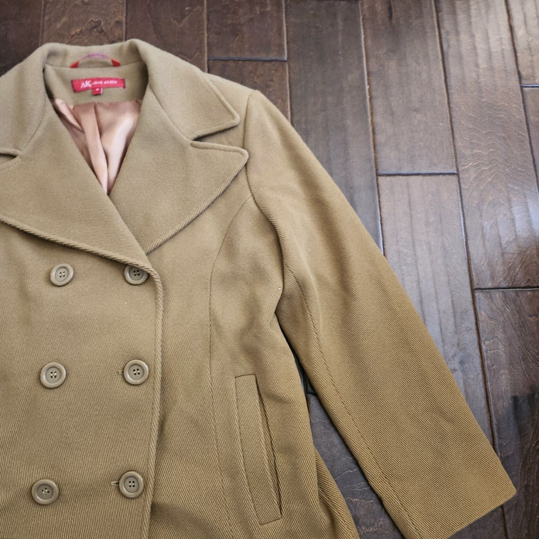 Anne Klein VINTAGE Anne Klein Womens Peacoat Tan Wool Blend Jacket Medium Double Breasted Size M / US 6-8 / IT 42-44 - 6 Thumbnail