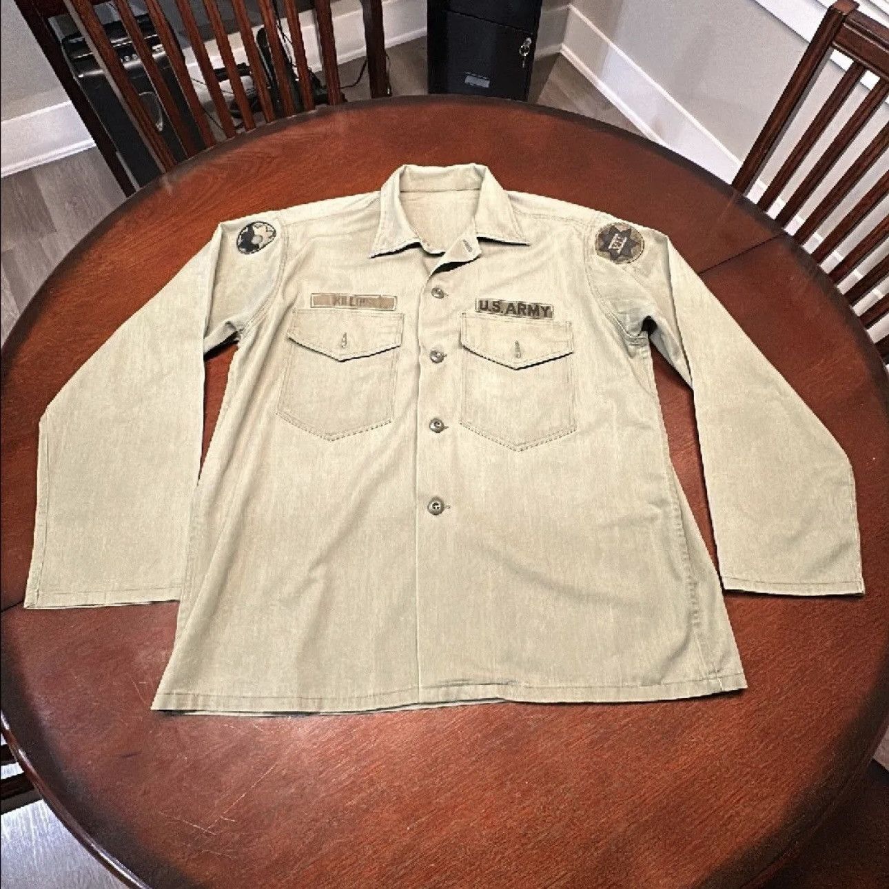Vintage Vintage 60s 70s US Army Military Uniform Button Shirt XL Size US XL / EU 56 / 4 - 1 Thumbnail
