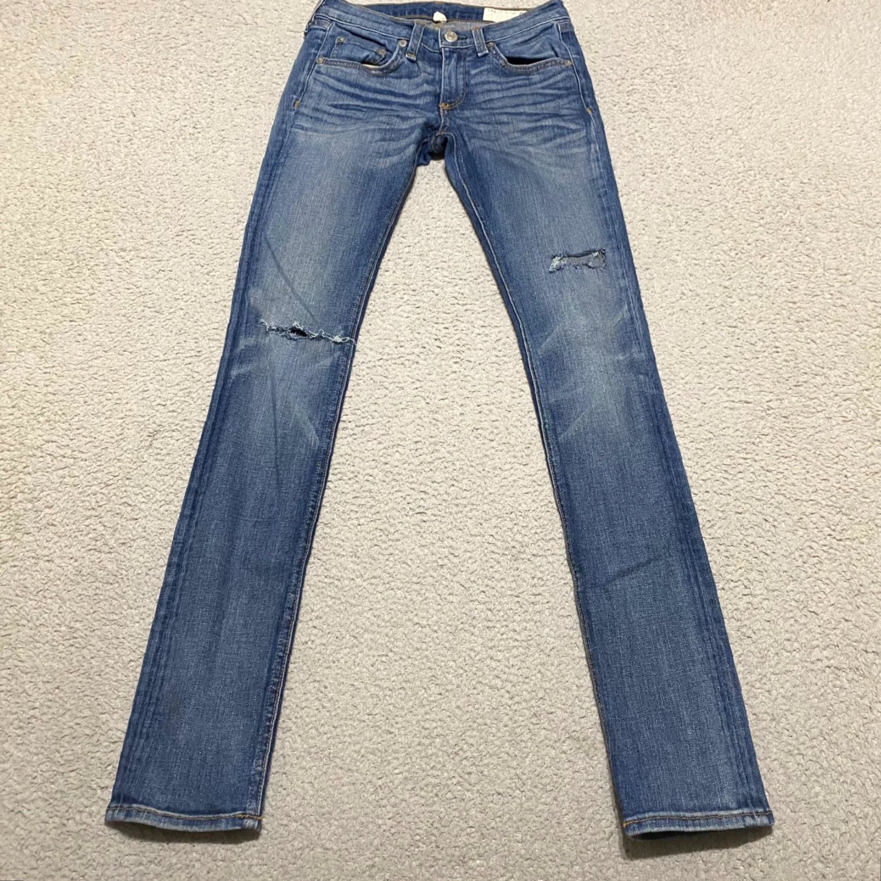 Rag & Bone VINTAGE Rag & Bone Womens Jeans Blue Denim Medium Wash Skinny Distressed Low Rise 24 5-Pocket Design Rise High Relaxed? Size 42" / US 20 - 2 Thumbnail