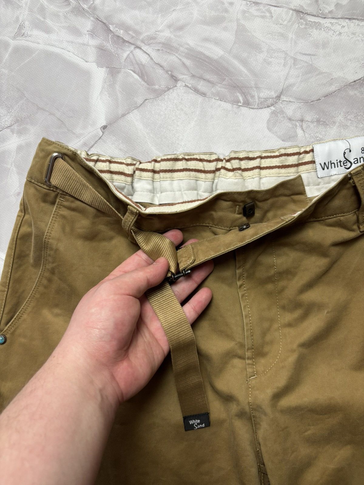 Other White Sand Belted Chino Pants Quiet Luxury Brown Mens 50 Size US 34 / EU 50 - 10 Thumbnail