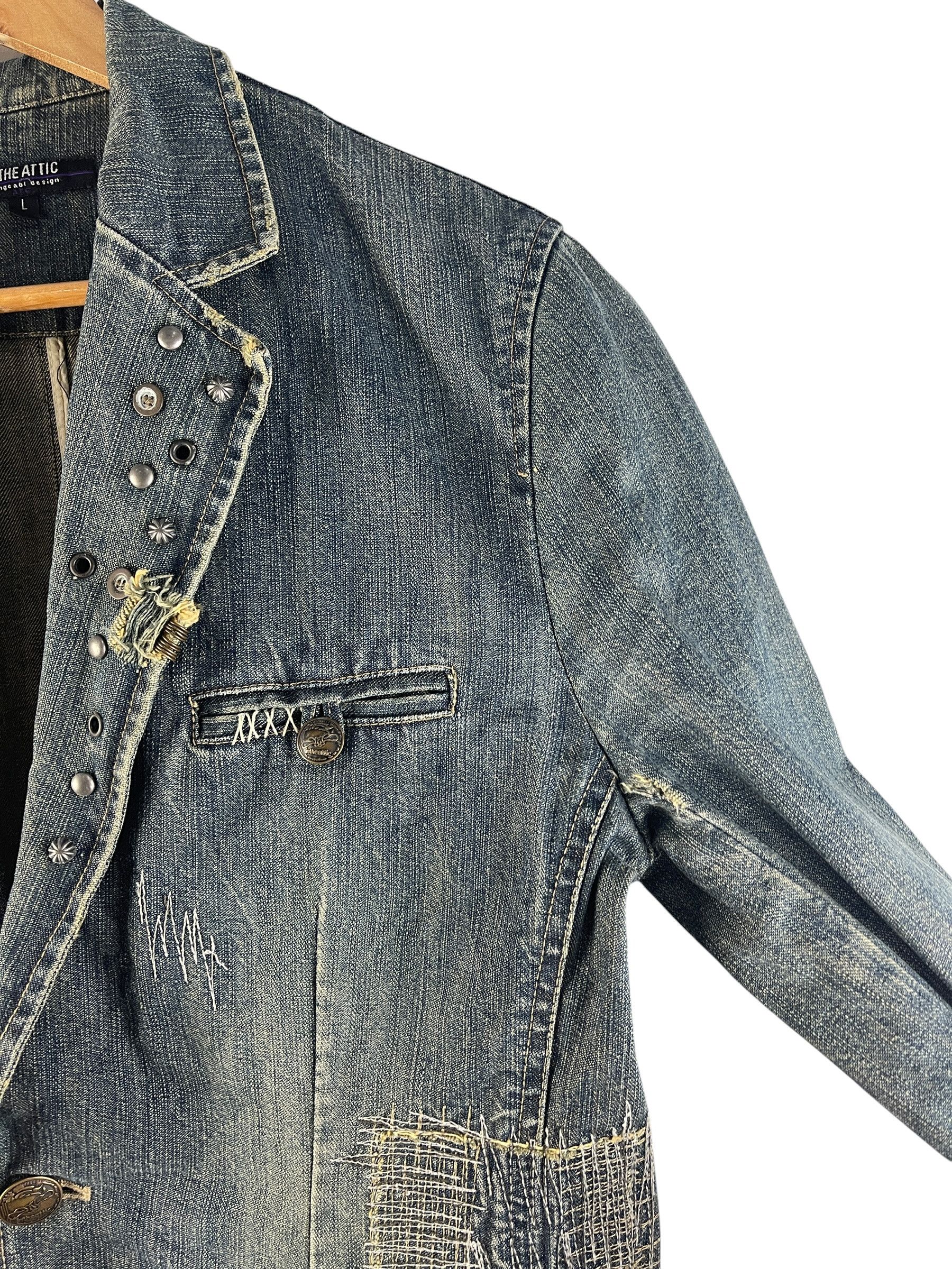 In The Attic Vintage IN THE ATTIC Distressed Denim Jacket Y2K Patchwork Size US S / EU 44-46 / 1 - 9 Thumbnail