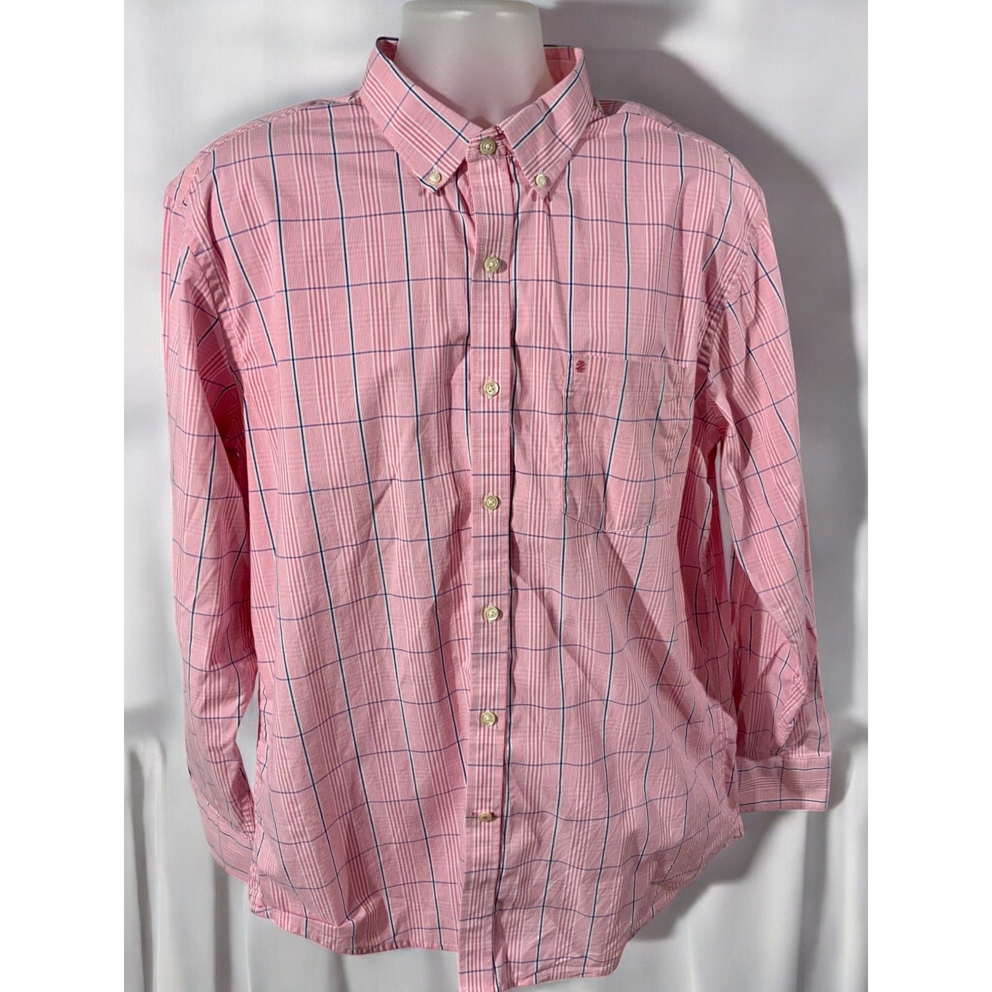 Izod Izod Mens Pink Plaid Button Down Shirt XL Long Sleeve Size US XL / EU 56 / 4 - 2 Thumbnail
