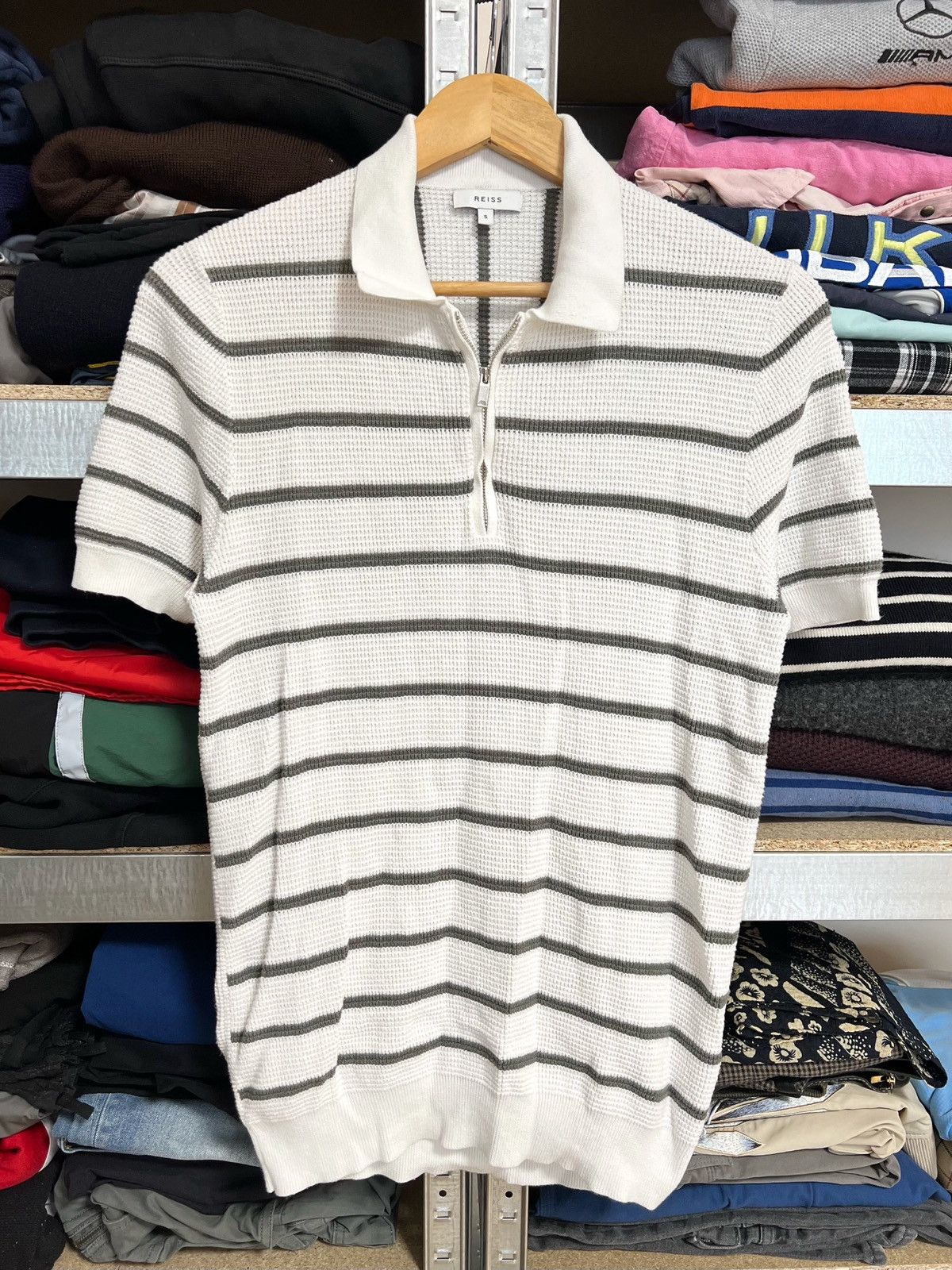 Designer × Reiss Reiss Luxury Men Button Up Striped Polo Short Sleeve T-Shirt Size US S / EU 44-46 / 1 - 1 Thumbnail