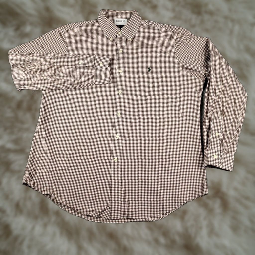 Ralph Lauren VINTAGE Ralph Lauren Shirt Mens Large Brown Check Pony Button-Up Long Sleeve Size US L / EU 52-54 / 3 - 1 Thumbnail