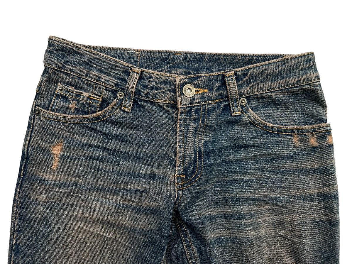 Japanese Brand Virca Lowrise Mudmax Distressed Denim Flare Jeans 27x33 Size 27" / US 4 / IT 40 - 6 Thumbnail