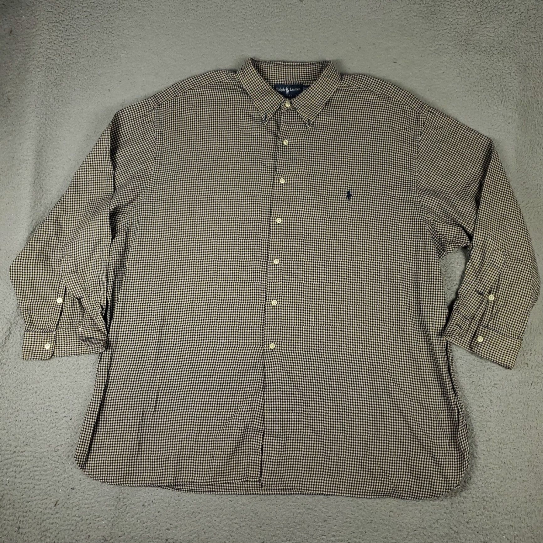 Ralph Lauren Ralph Lauren Shirt Mens 3XB Beige Blue Check Pony Casual Button Up Long Sleeve Shirt Blues Beige 3XB Big & Tall Mens Size US XXL / EU 58 / 5 - 2 Thumbnail