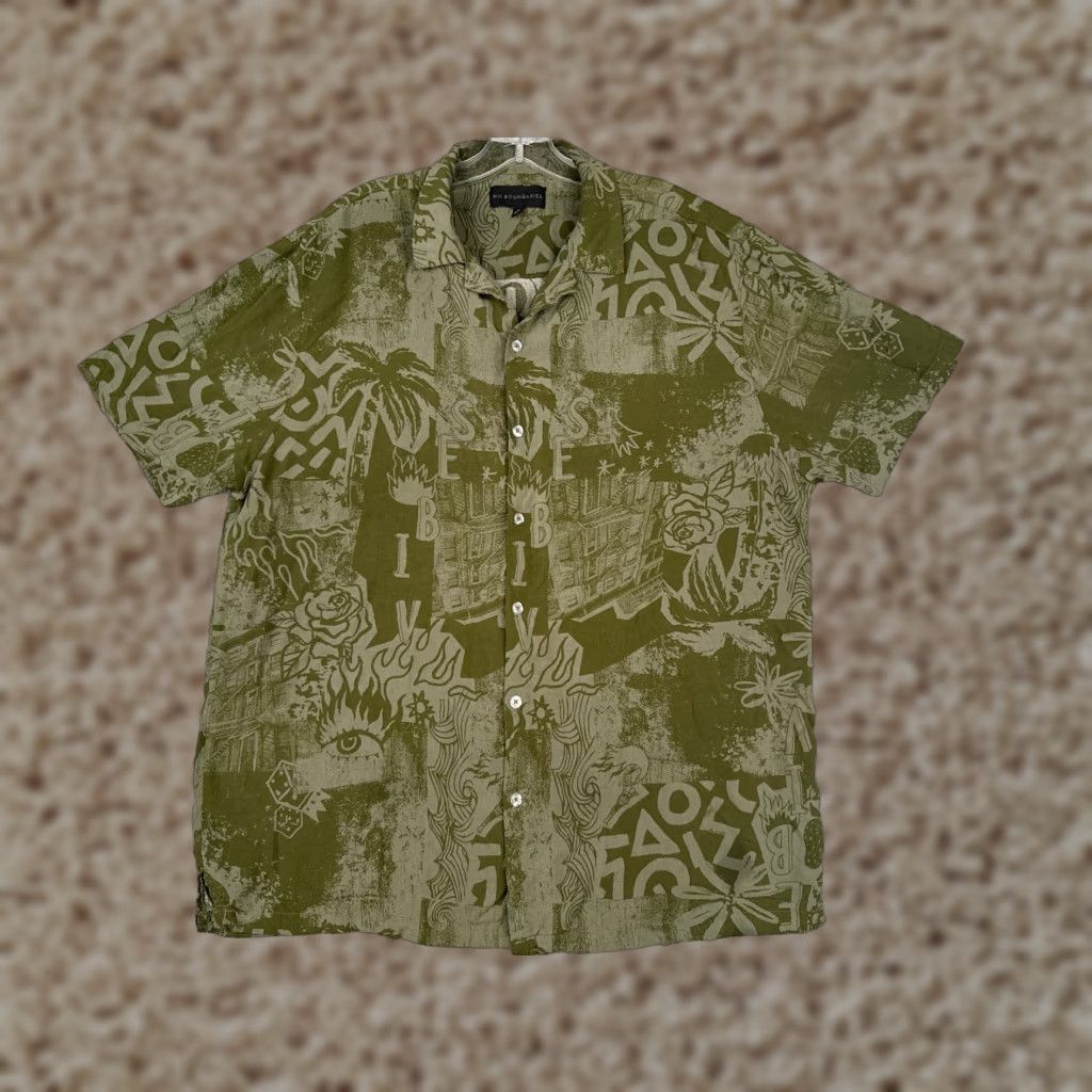 Vintage No Boundaries Men Shirt XL Green Floral Palm Vibes 100% Rayon Hawaiian Size US XL / EU 56 / 4 - 1 Thumbnail