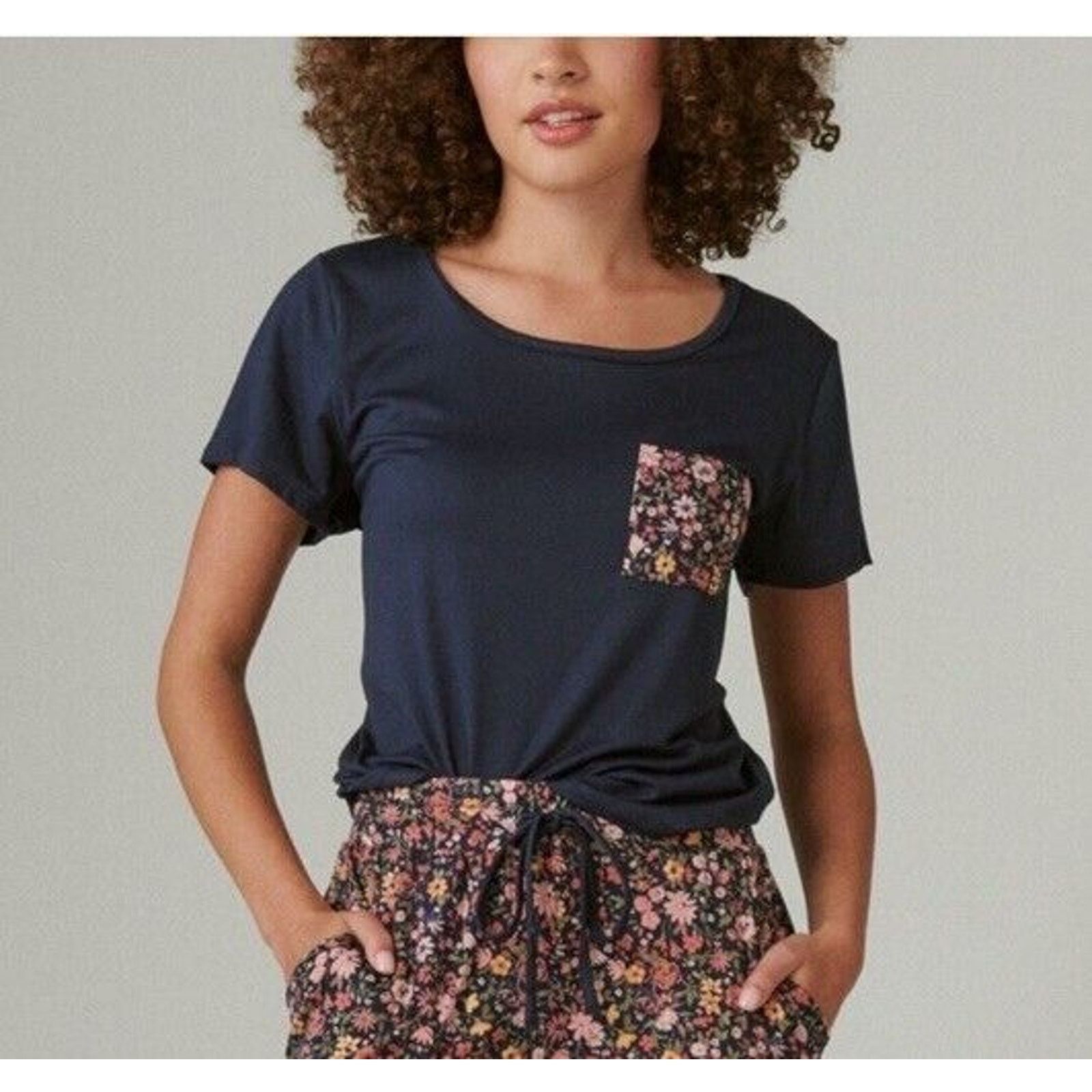 Lucky Brand Lucky Brand | Blue Floral Pocket Sleep Top Short Sleeve XL Size XL / US 12-14 / IT 48-50 - 1 Thumbnail