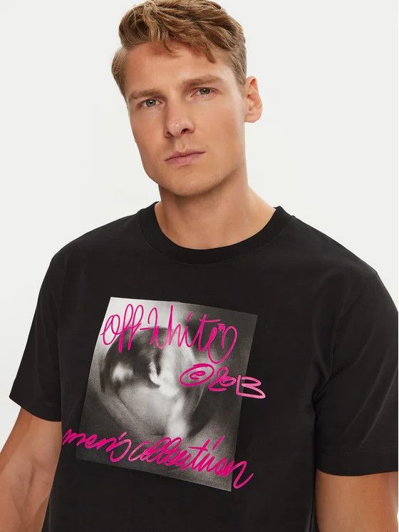 Off-White o1gr1nt0125 Tornado Type Slim S/S T-Shirt in Black Size US XXS / EU 40 - 4 Thumbnail