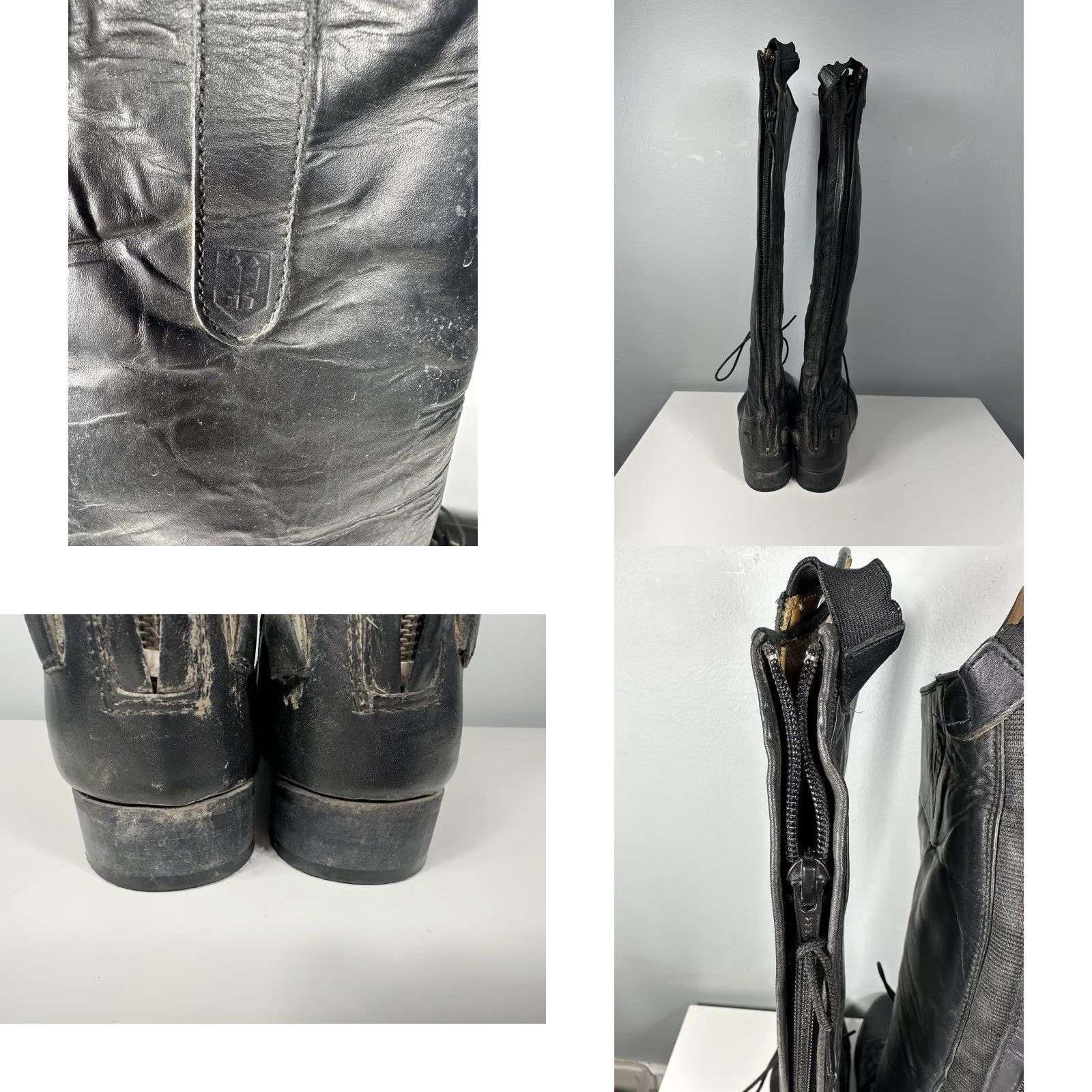 Vintage TREADSTONE Knee High Boots Women Leather Zip Laces Black Size 6 Western Equestrian Riding Boot Size US 6 / IT 36 - 8 Thumbnail