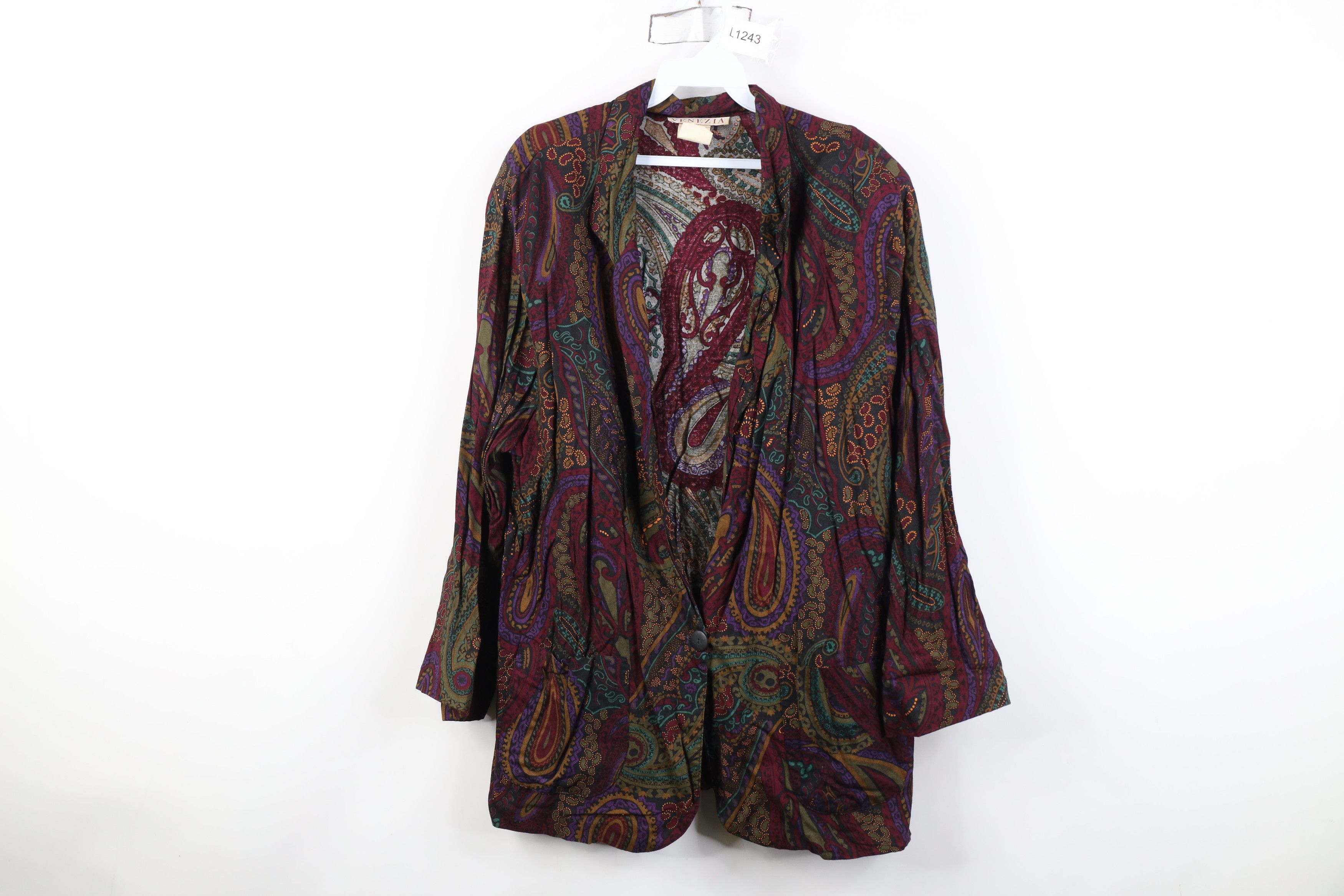 Vintage Vintage 90s Streetwear Gabardine Paisley Blazer Jacket USA Size 3XL / US 20-22 - 1 Thumbnail