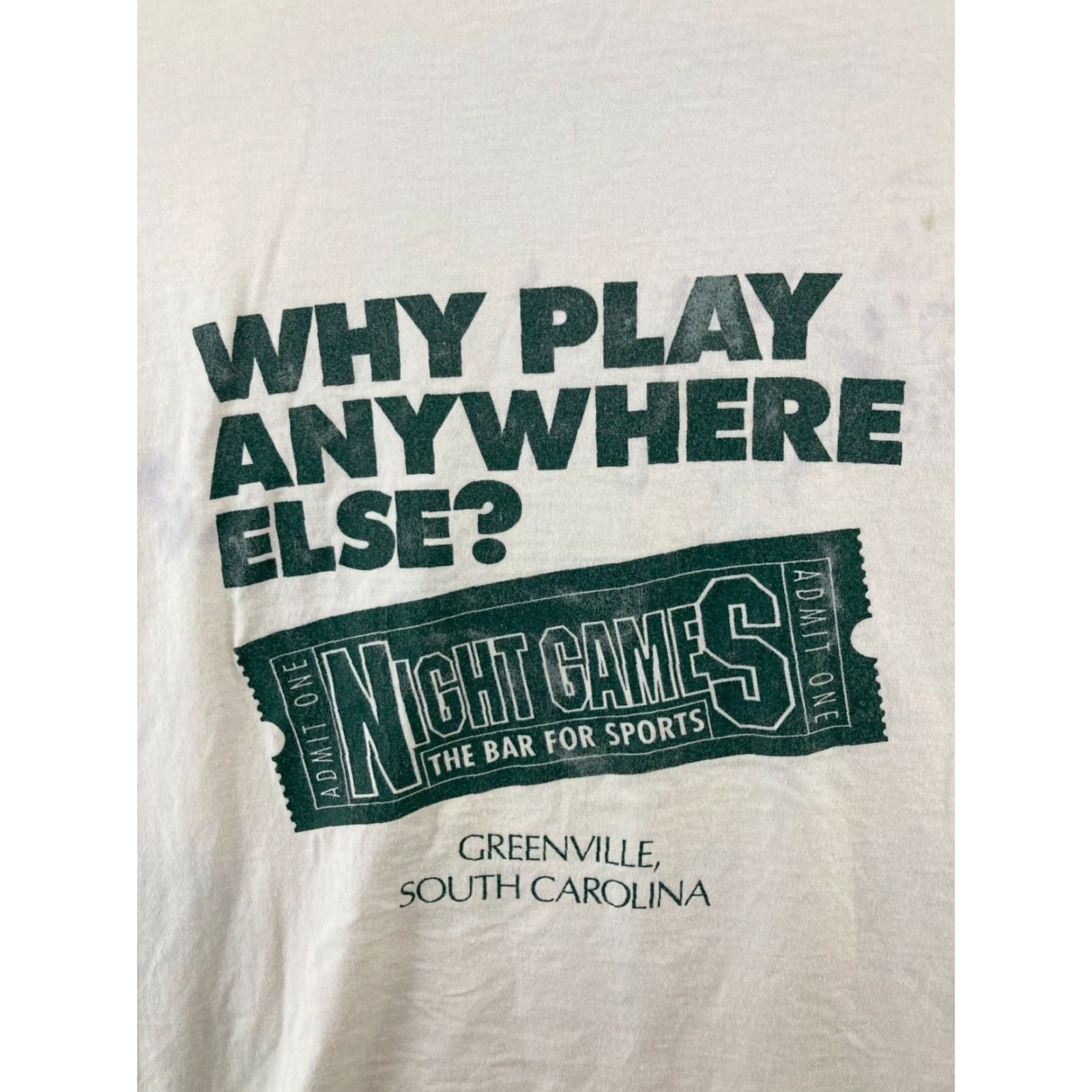 Jerzees VINTAGE JERZEES Night Games Sports Bar T-Shirt Large White Graphic Print Mens USA MADE Size US L / EU 52-54 / 3 - 4 Thumbnail