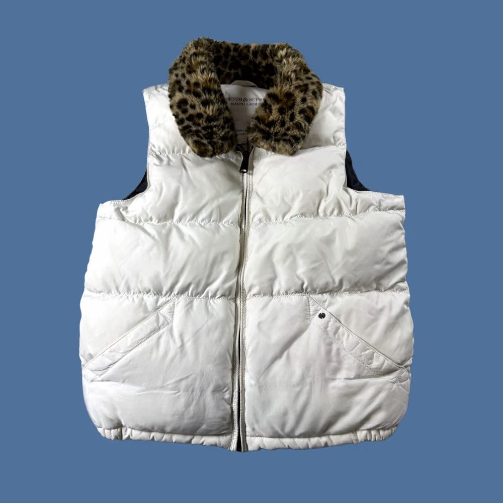 Ralph Lauren VINTAGE Ralph Lauren Vest White Denim and Supply Fur Collar 90s Y2K Preppy Money M Womens Size M / US 6-8 / IT 42-44 - 1 Thumbnail
