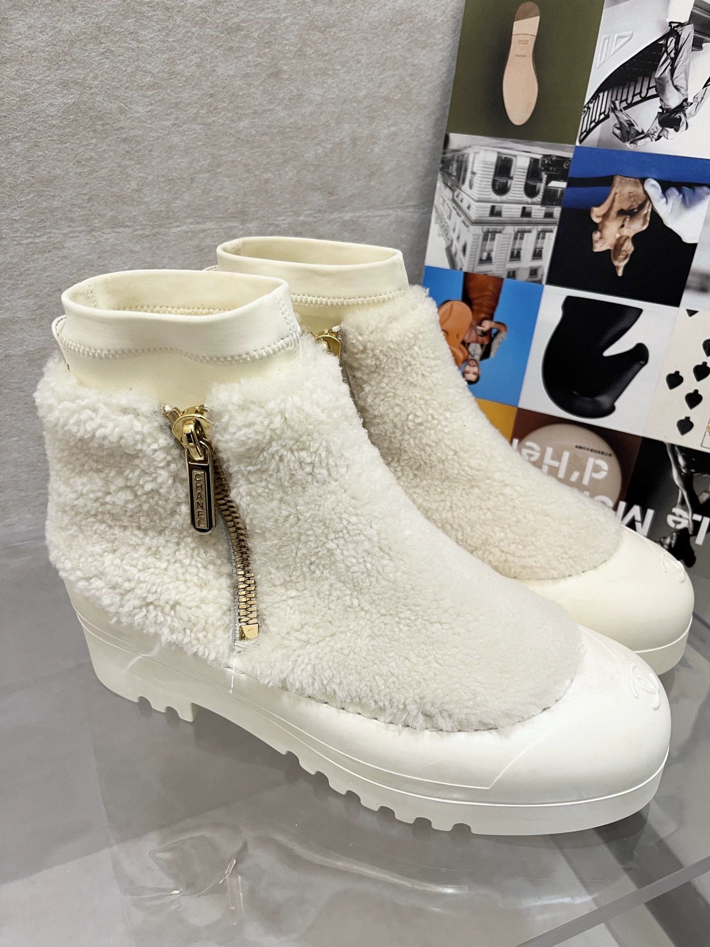 Chanel Chanel White Lamb Platform Short Boot 37 99N Stain Zpr Glue Size US 6.5 / IT 36.5 - 2 Thumbnail