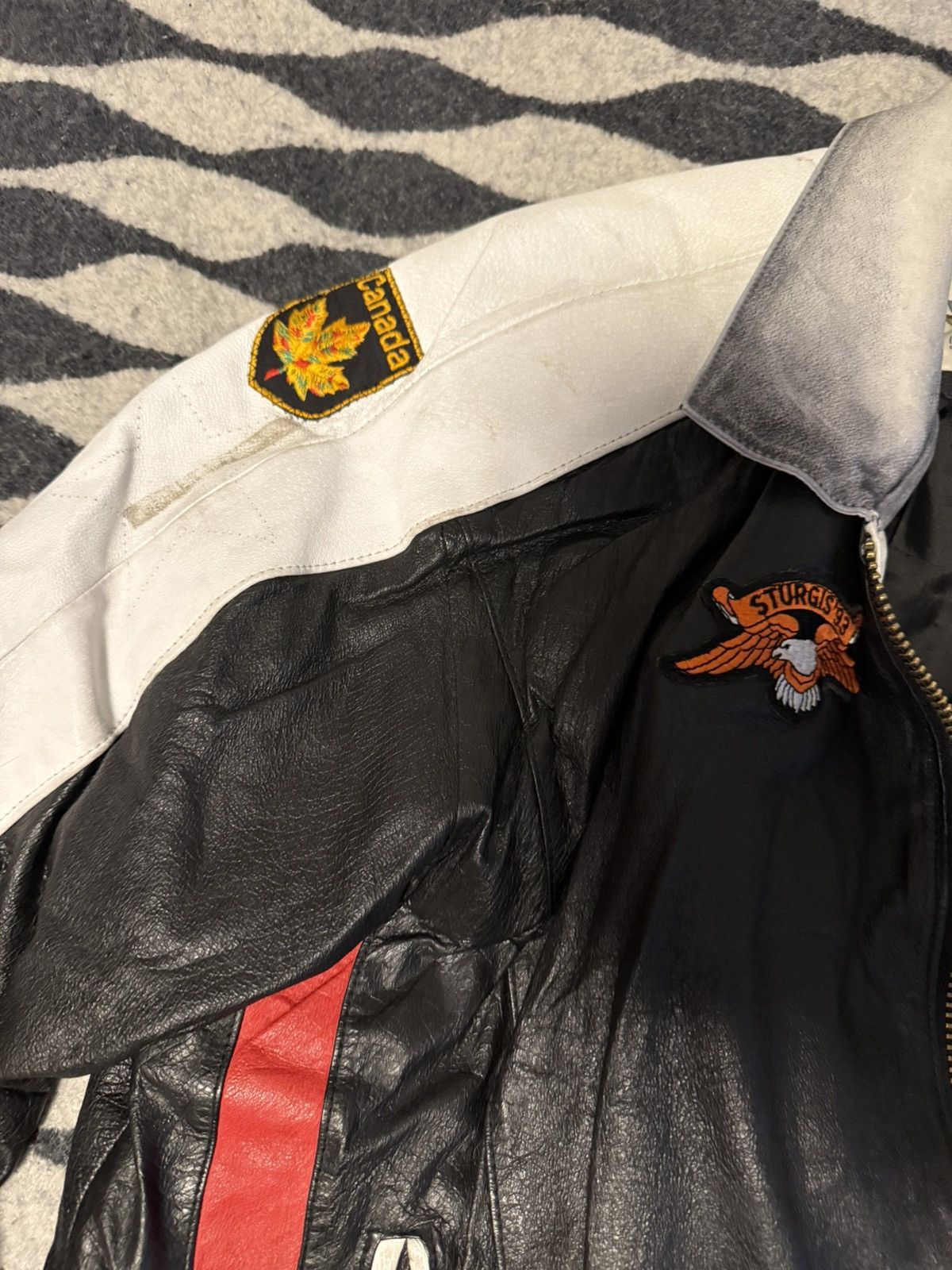 Vintage Vintage 90s phase 2 leather USA flag jacket biker bomber Size US L / EU 52-54 / 3 - 3 Thumbnail