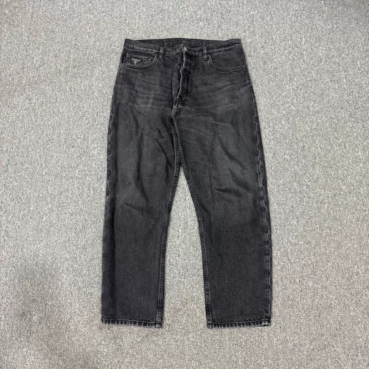 Prada Prada Gray Washed Triangle Logo Jeans 33 99 New Size US 33 - 1 Thumbnail