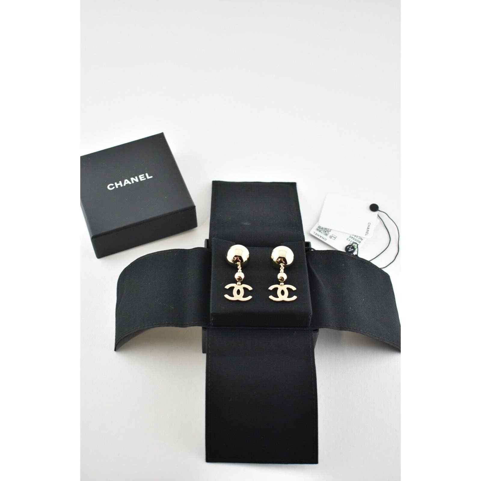 Chanel Chanel Gold Metal Balls Link Chain Dangle Drop Stud Earrings Size ONE SIZE - 3 Thumbnail