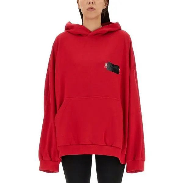 Balenciaga o1s1wg111224 Gaffer Hoodie Oversized in Red Size XS / US 0-2 / IT 36-38 - 5 Thumbnail