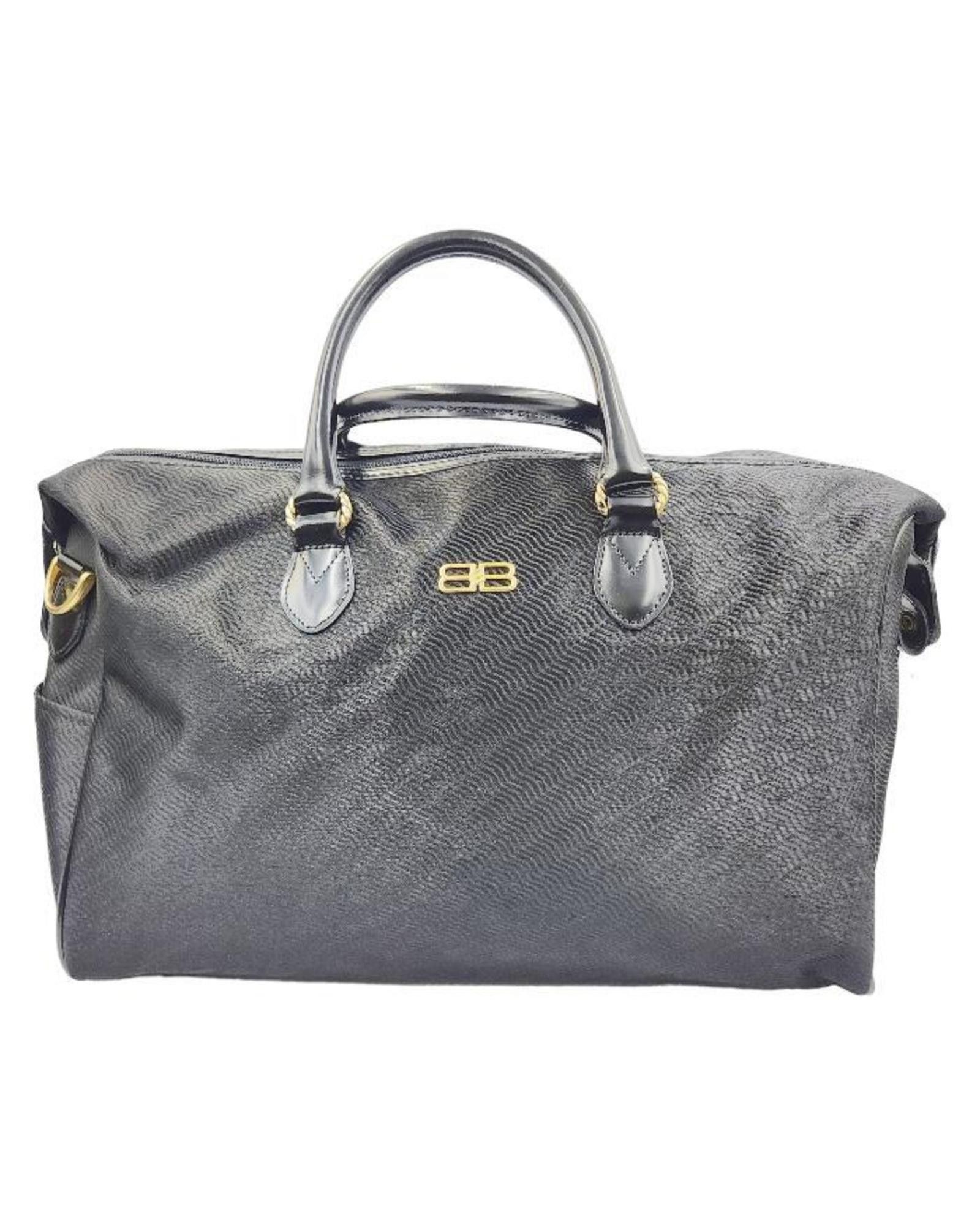 image of Balenciaga Black Leather Boston Bag With Shoulder Strap, Women's