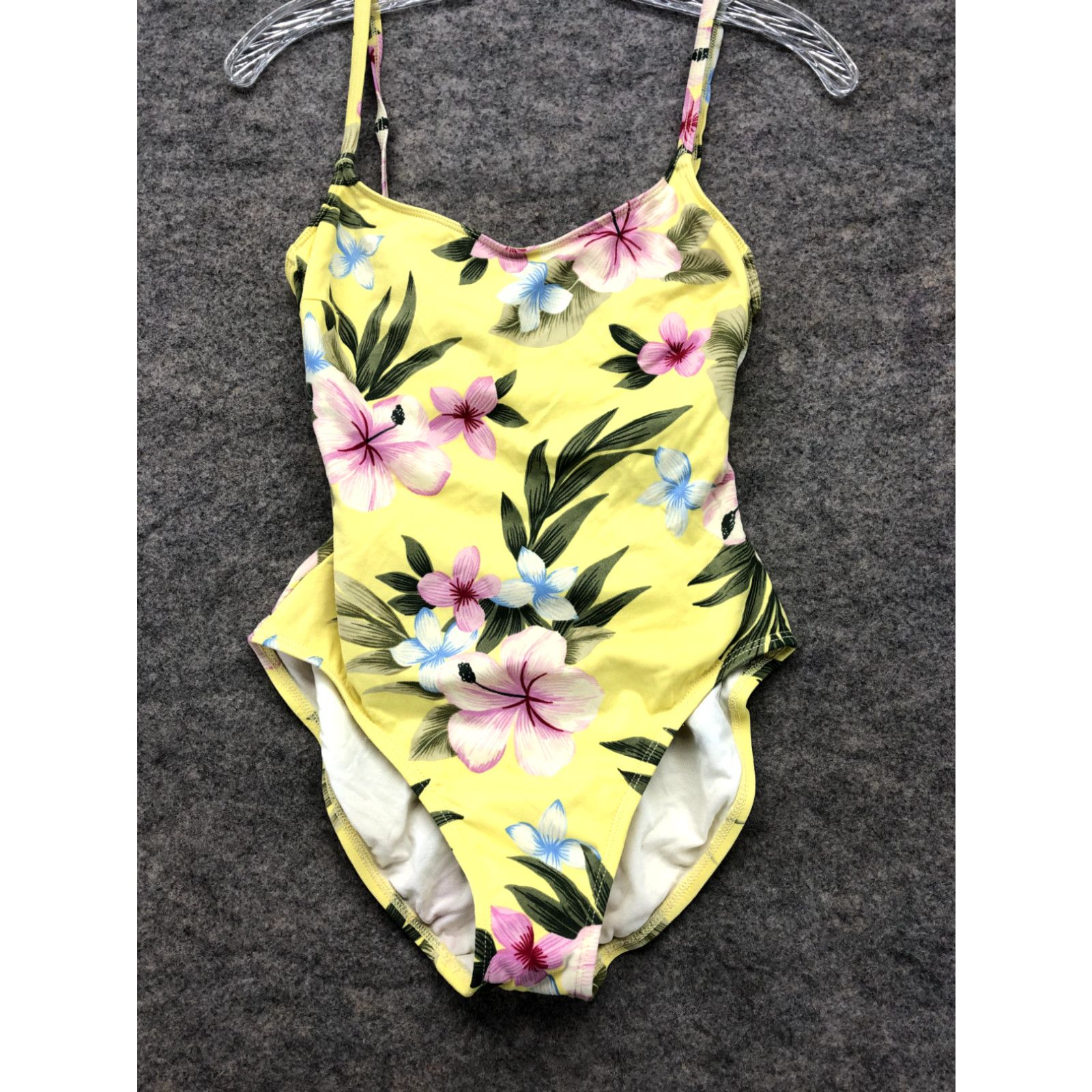 Vintage Sessa Bathing Suit Size 6 Yellow Floral Tropical Lace Up Back Stretch Grailed