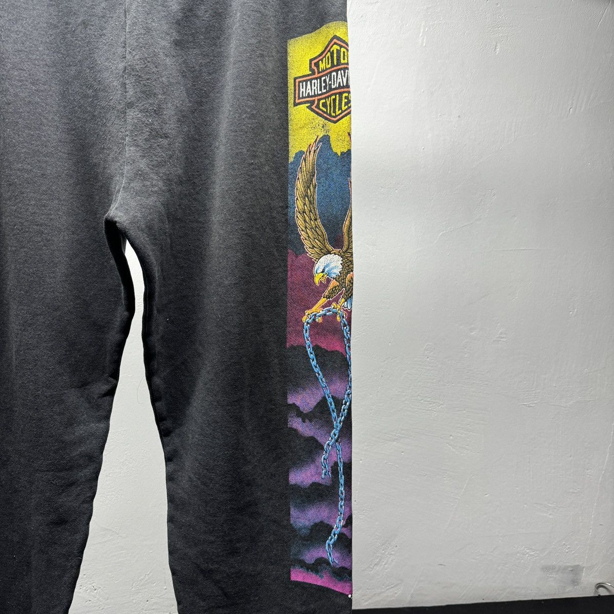 Harley Davidson 90s Harley Thrashed Eagle Chain Sweatpants ERD Grunge Chrome Size US 34 / EU 50 - 2 Thumbnail