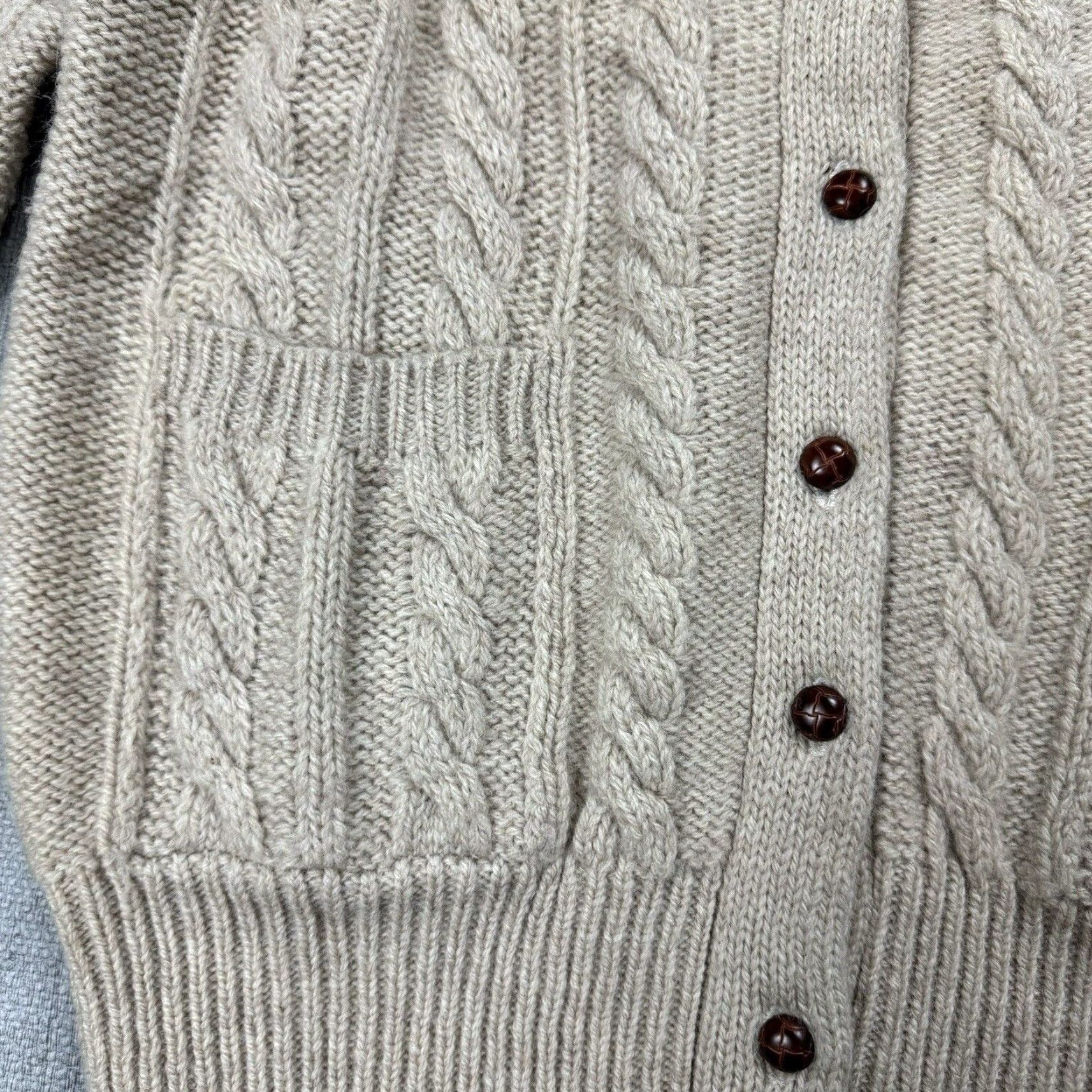 Orvis VINTAGE Orvis Men’s Wool Cable Knit Shawl Collar Cardigan L Fall Winter Brown Solid Size US L / EU 52-54 / 3 - 5 Thumbnail