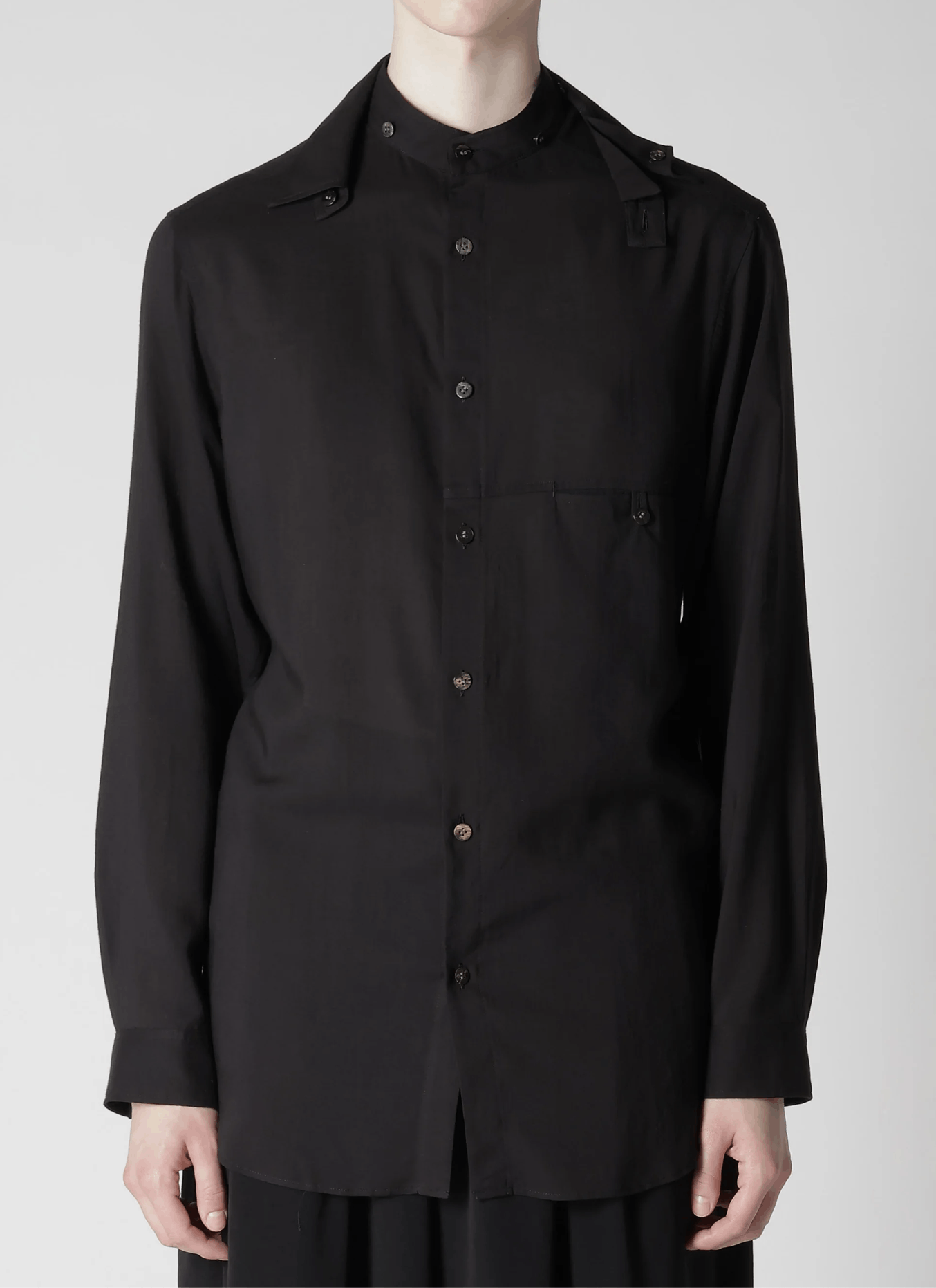 Yohji Yamamoto Yohji Yamamoto Pour Homme - CELLULOSE SPARE COLLAR BLOUSE Size US M / EU 48-50 / 2 - 4 Thumbnail