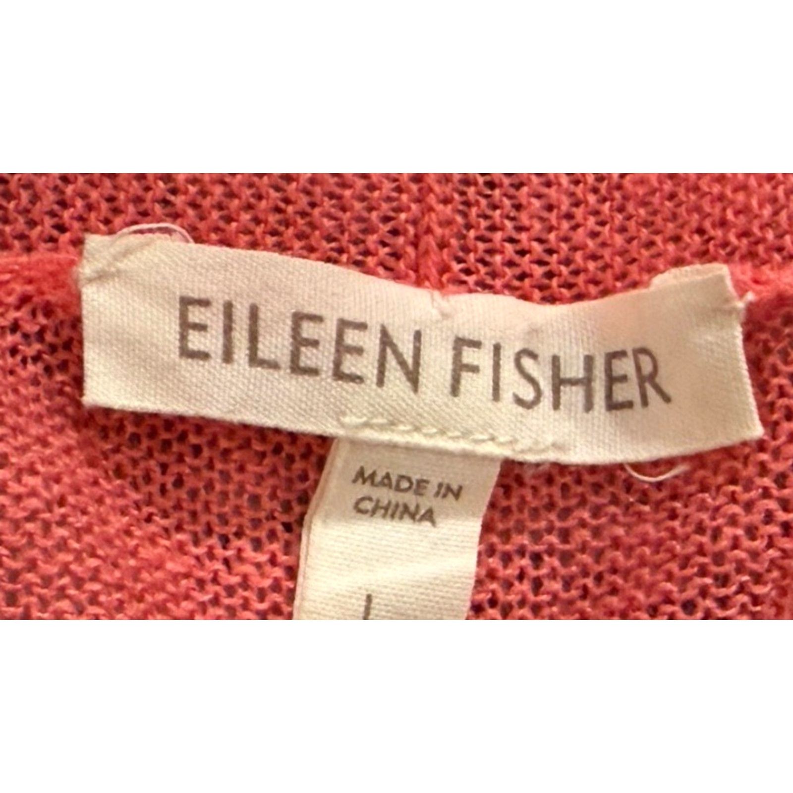 Eileen Fisher Eileen Fisher 100% Linen Cardigan Pink Large Open Front Womens Knit Size L / US 10 / IT 46 - 4 Thumbnail