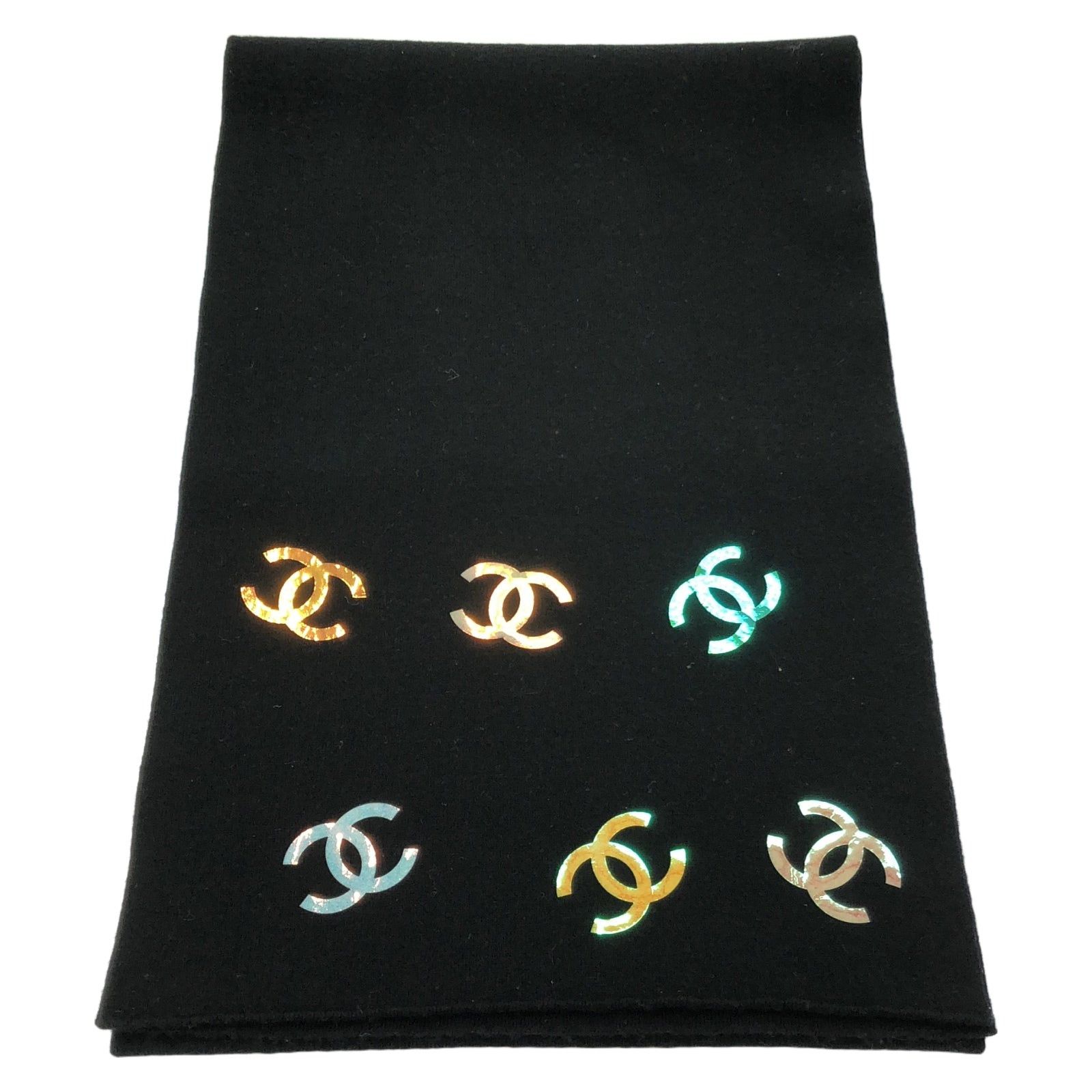 Chanel Chanel Coco Mark Scarf Cashmere Black Size ONE SIZE - 1 Thumbnail