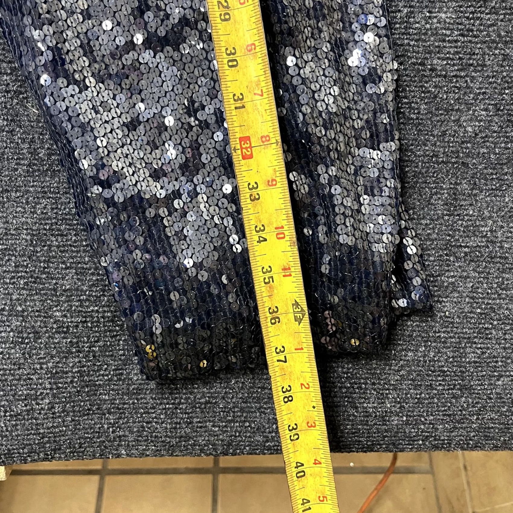 Vintage VINTAGE Jazz Dress Pants Womens 6 Silver Sequin Straight Leg Lined Party Wrap Semantics Not Included Size 28" / US 6 / IT 42 - 5 Thumbnail