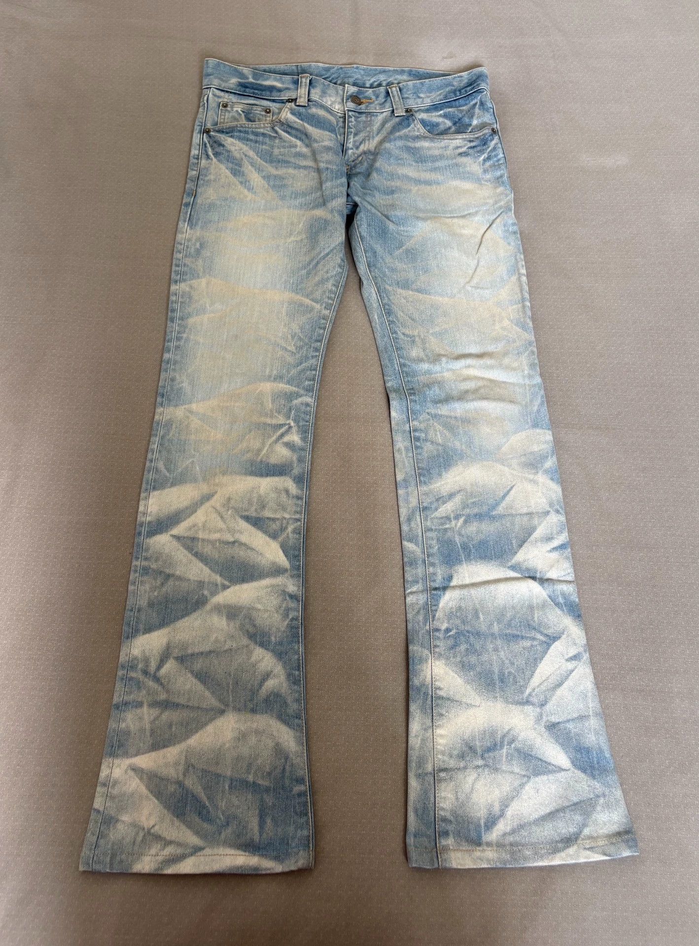 Tornado Mart Blue Denim Jeans with Abstract Mountain Print Size US 34 / EU 50 - 1 Thumbnail