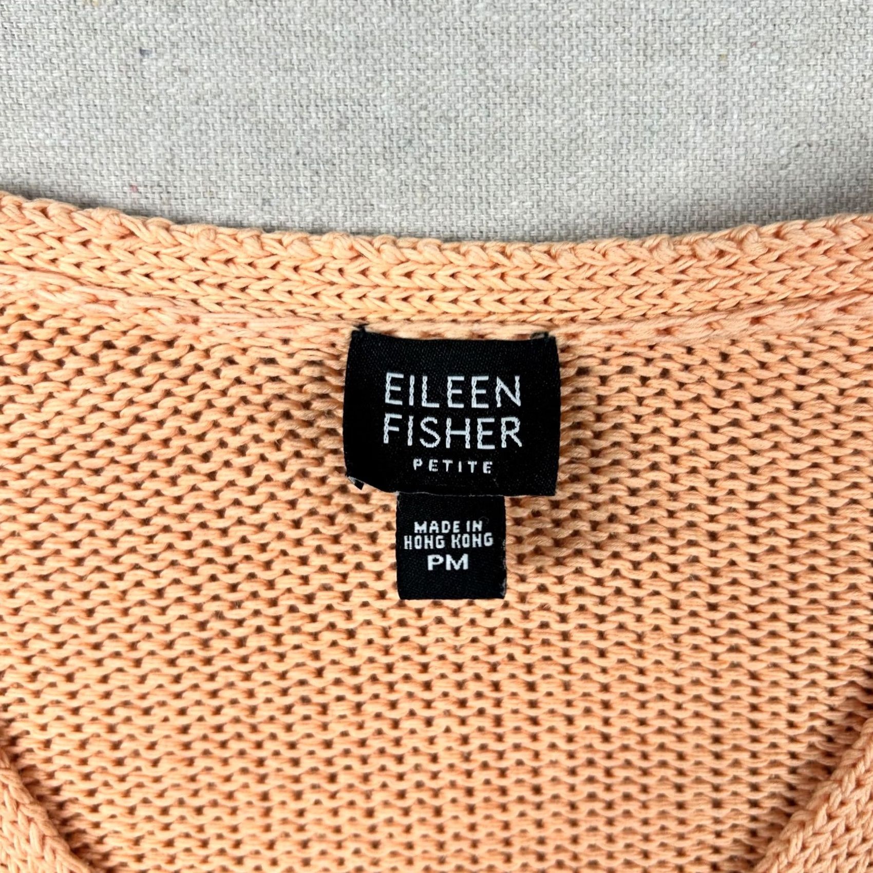 Eileen Fisher Eileen Fisher Sweater Womens PM Petite V Neck Peach Coral Knit 100% Cotton Size M / US 6-8 / IT 42-44 - 3 Thumbnail