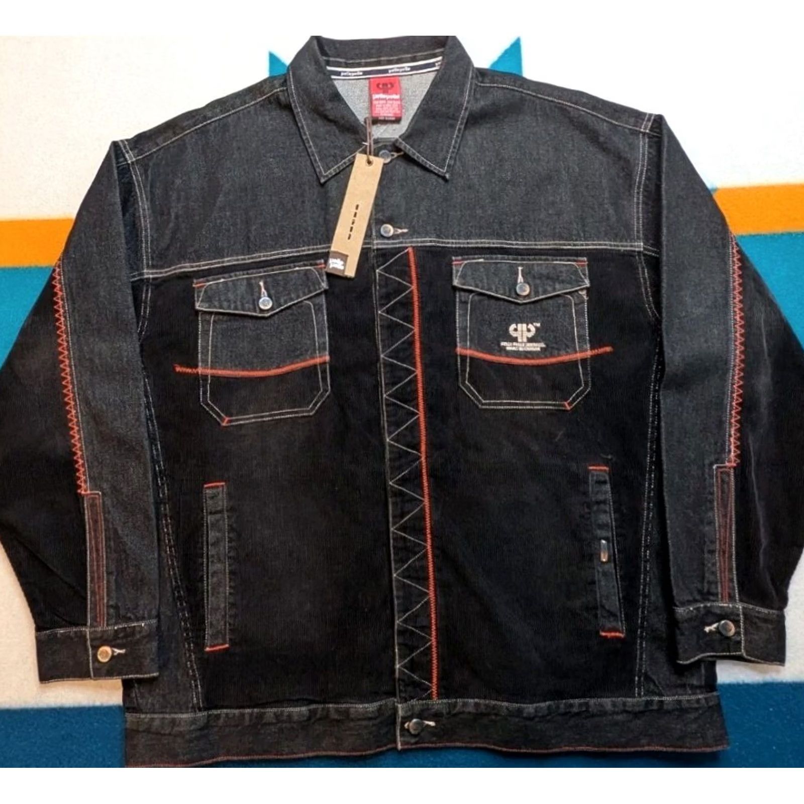 Pelle Pelle VINTAGE Pelle Pelle Marc Buchanan Jacket Denim Corduroy Streetwear XL Black 90s Mens Size US XL / EU 56 / 4 - 2 Thumbnail