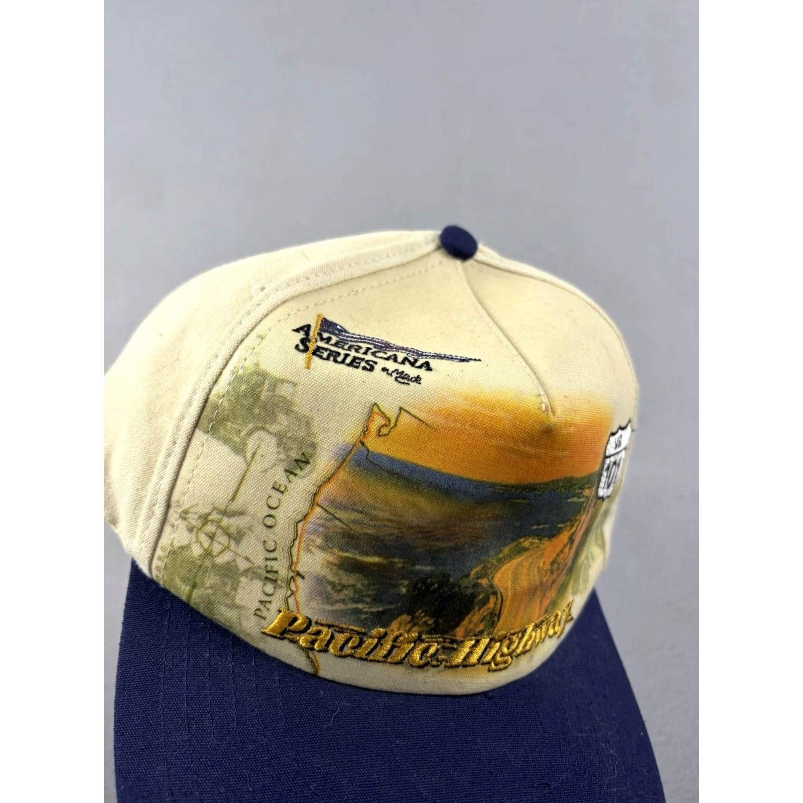 Vintage VINTAGE Mack Truck Hat SnapBack Cap Beige Americana Series Pacific Highway USA Snapback Men One Size Beige USA Hat Men Size ONE SIZE - 2 Thumbnail