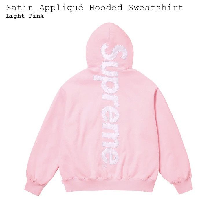 Supreme Supreme satin appliqué hooded sweatshirt pink new MEDIUM Size US M / EU 48-50 / 2 - 1 Thumbnail