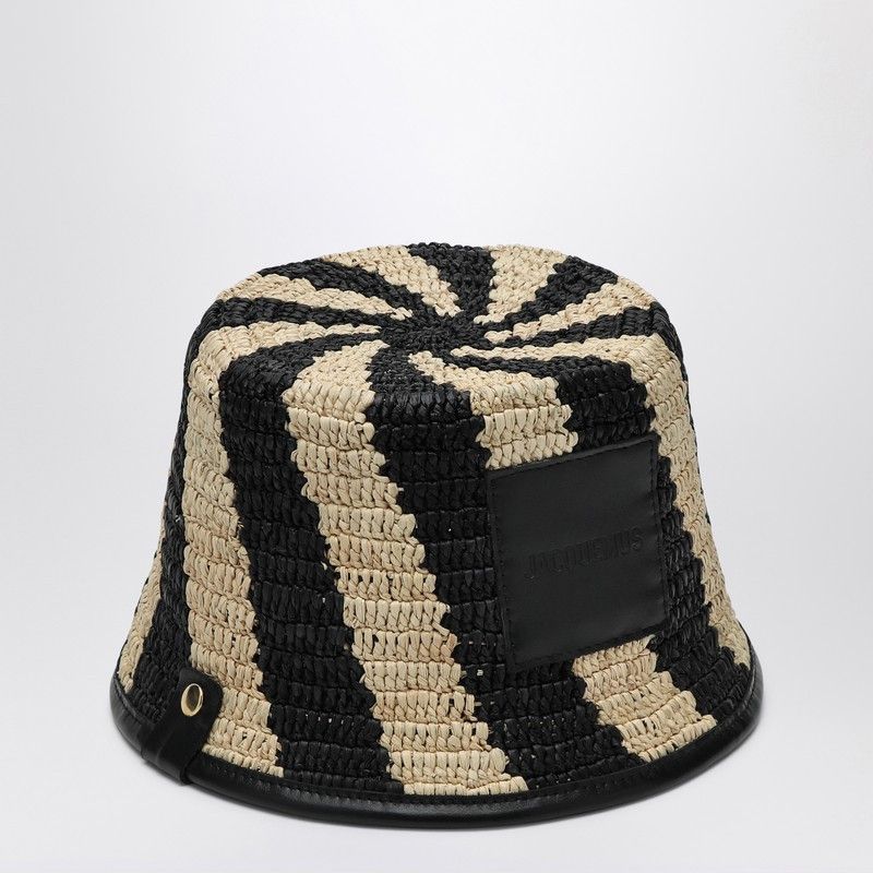 Jacquemus Le Bob Soli Striped Raffia Bucket Hat