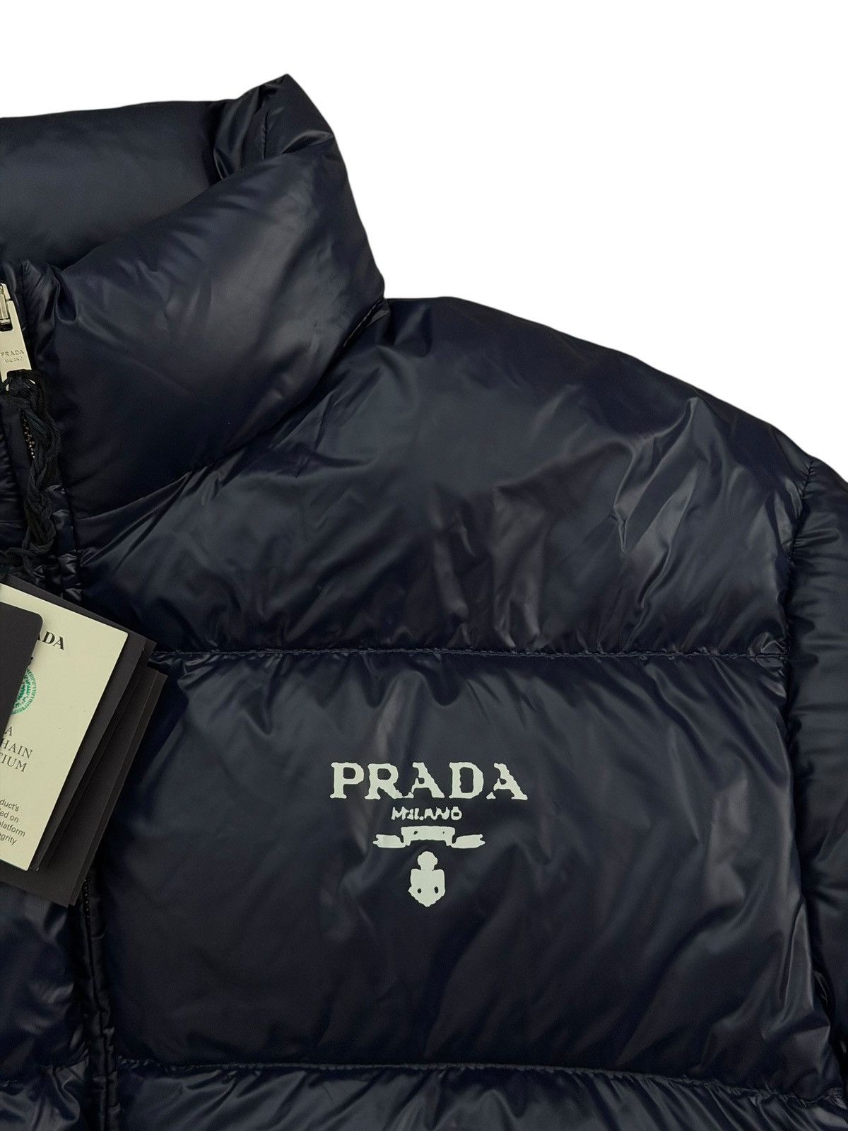 Prada Prada Nylon Navy Logo Print Down Puffer Jacket Size US M / EU 48-50 / 2 - 3 Thumbnail