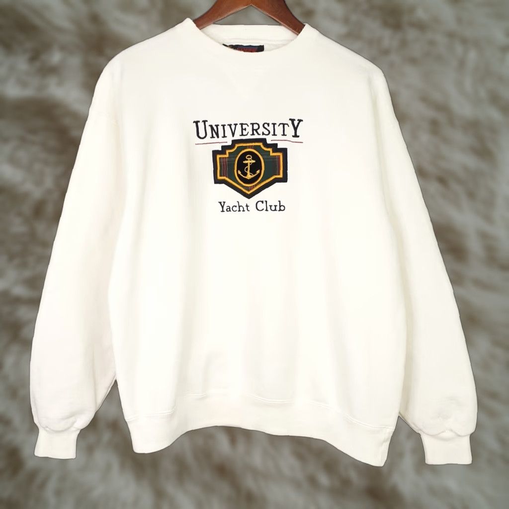 Soffe VINTAGE Soffe Sweatshirt Crewneck Sailor Yacht University Boating USA White Medium Unisex Adults Size US M / EU 48-50 / 2 - 1 Thumbnail