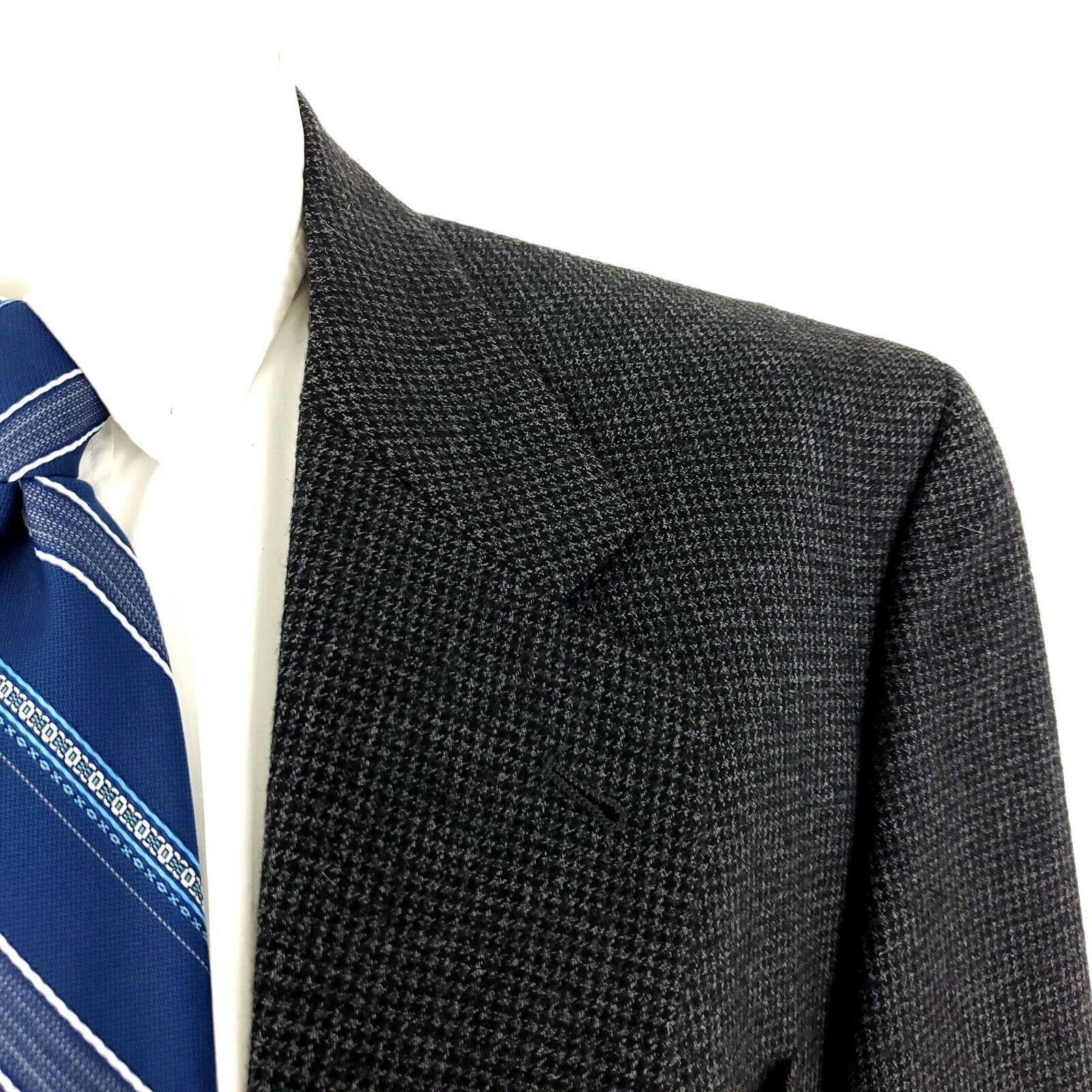 Joseph Abboud Joseph Abboud Wool 2 Button Sport Coat 42R Gray Black Check Size 42R - 2 Thumbnail